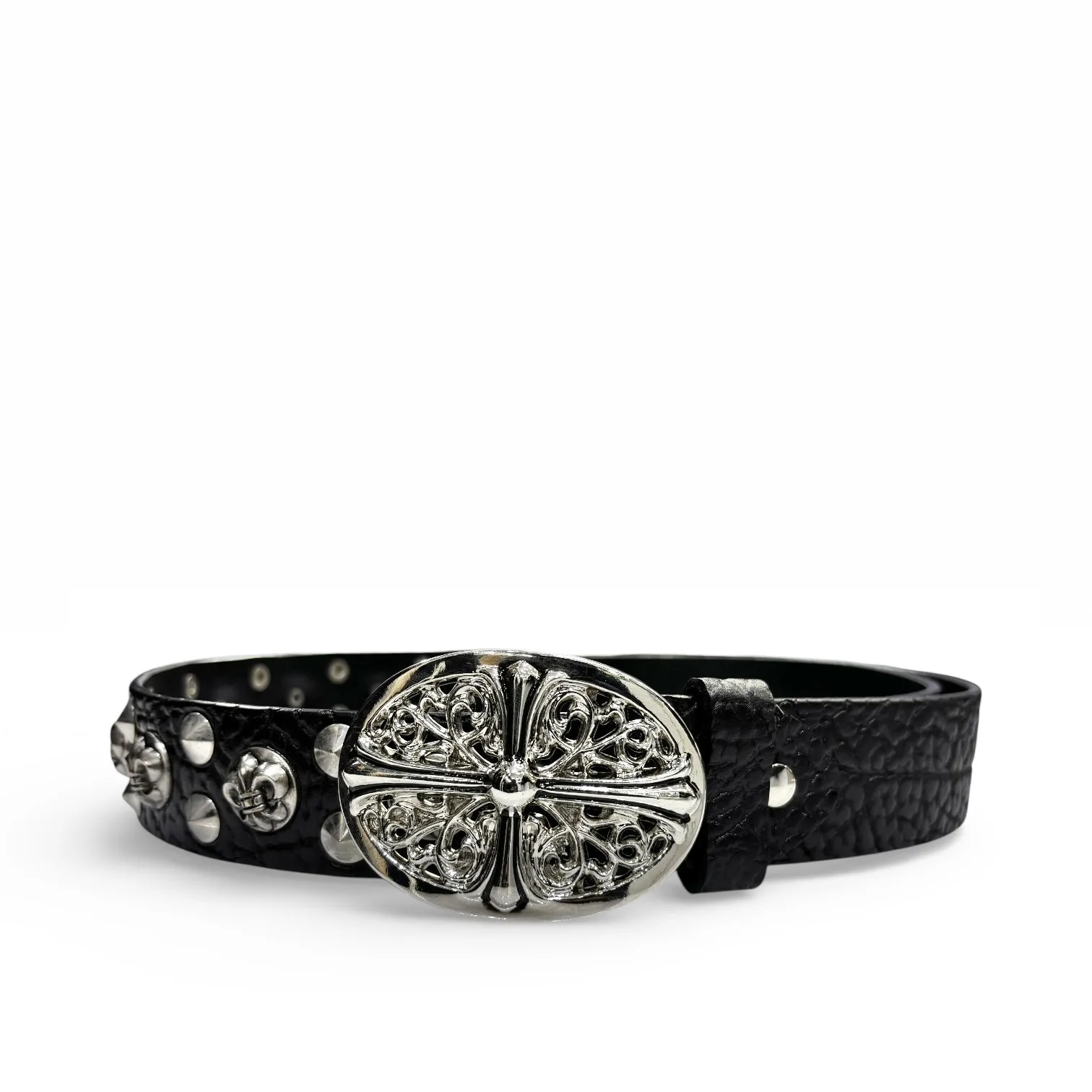 Sovereign Grunge Black Leather Belt by Chrome Hearts