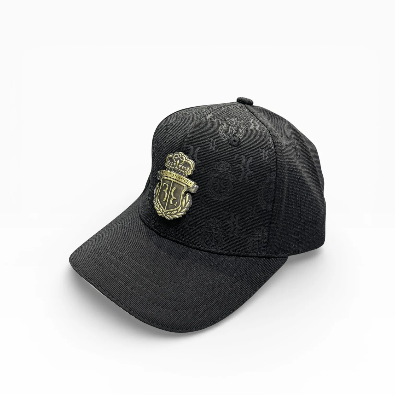 Obsidian Crown Monogram Black Baseball Cap by Billionaire
