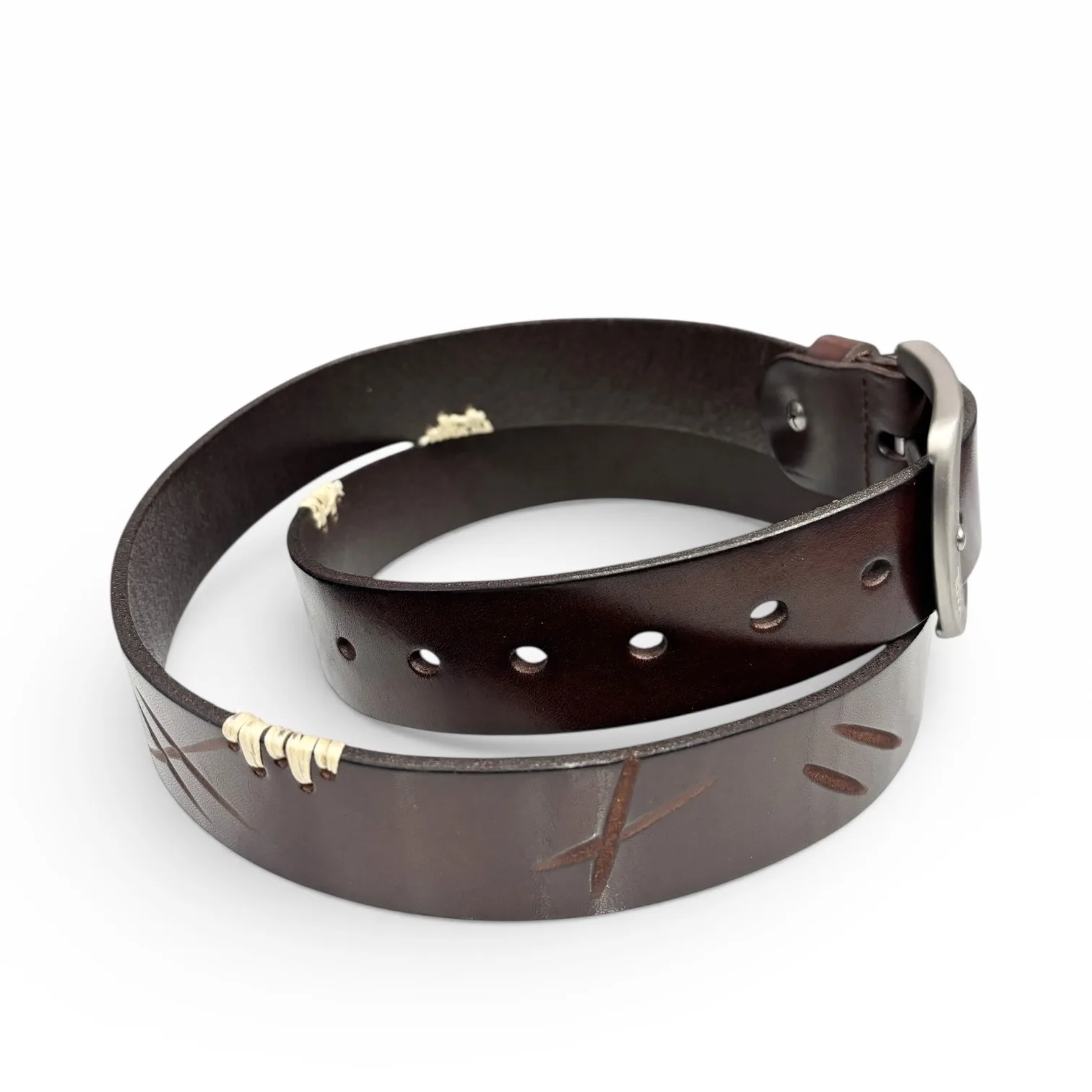 Artisan Mahogany Brown Leather Belt - Karl Lagerfeld