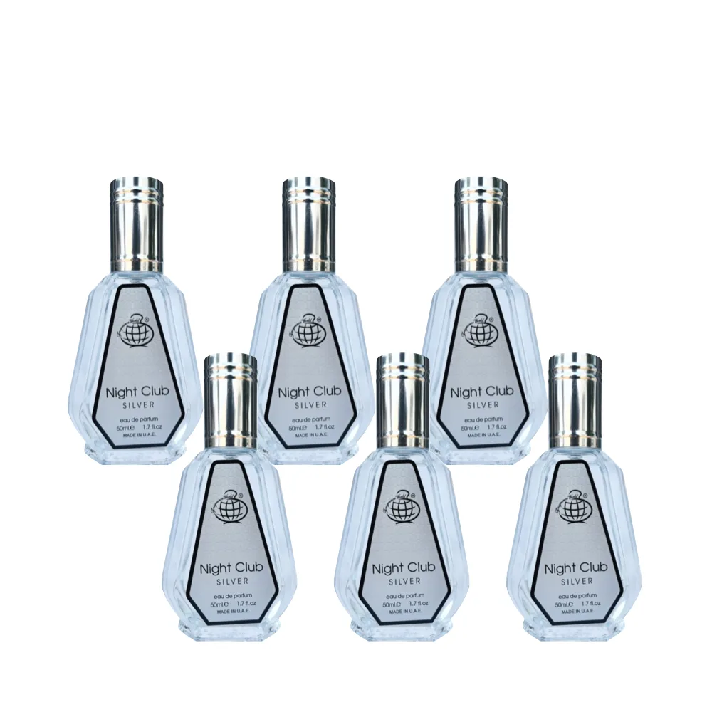 6-Pack Night Club Silver Eau De Parfum 50ml by Fragrance World - Arabic Dubai Perfumes