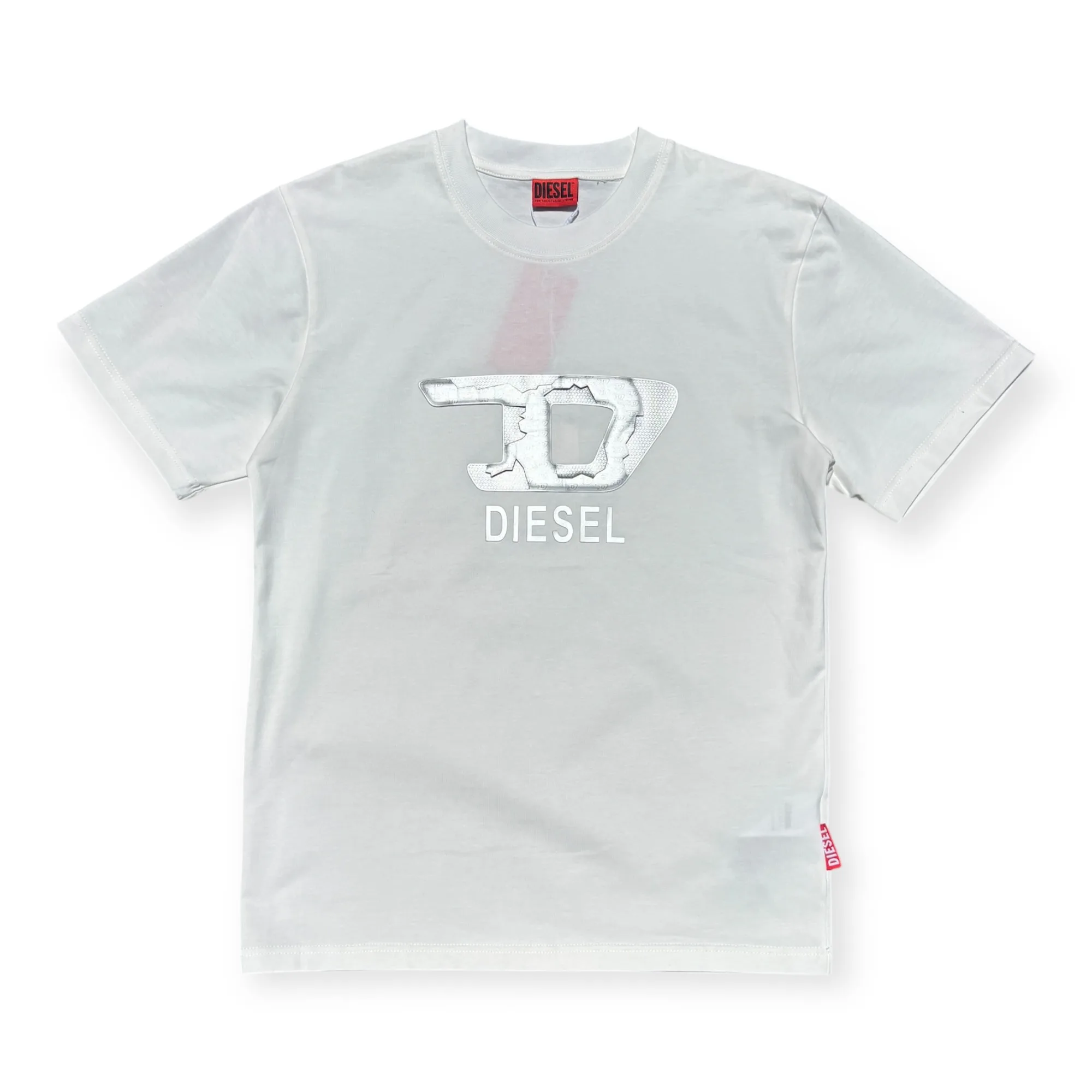 Silver Slate Logo White Crew Neck T-Shirt - Diesel