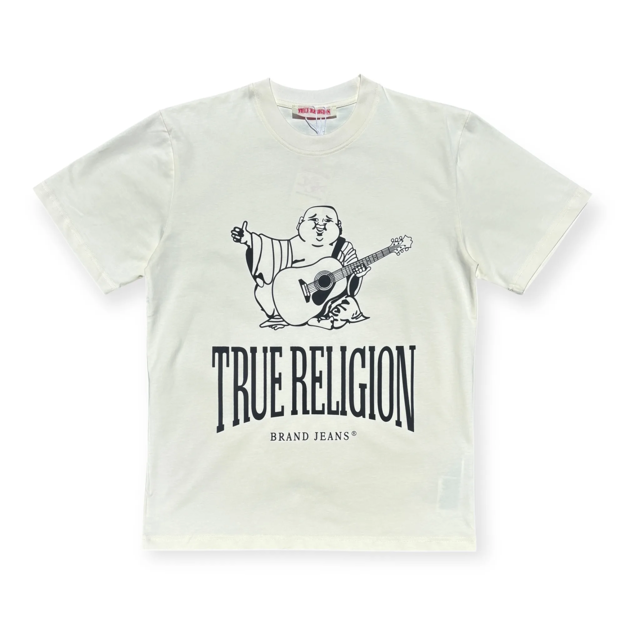 Acoustic Buddha Cream White Crew Neck T-Shirt - True Religion