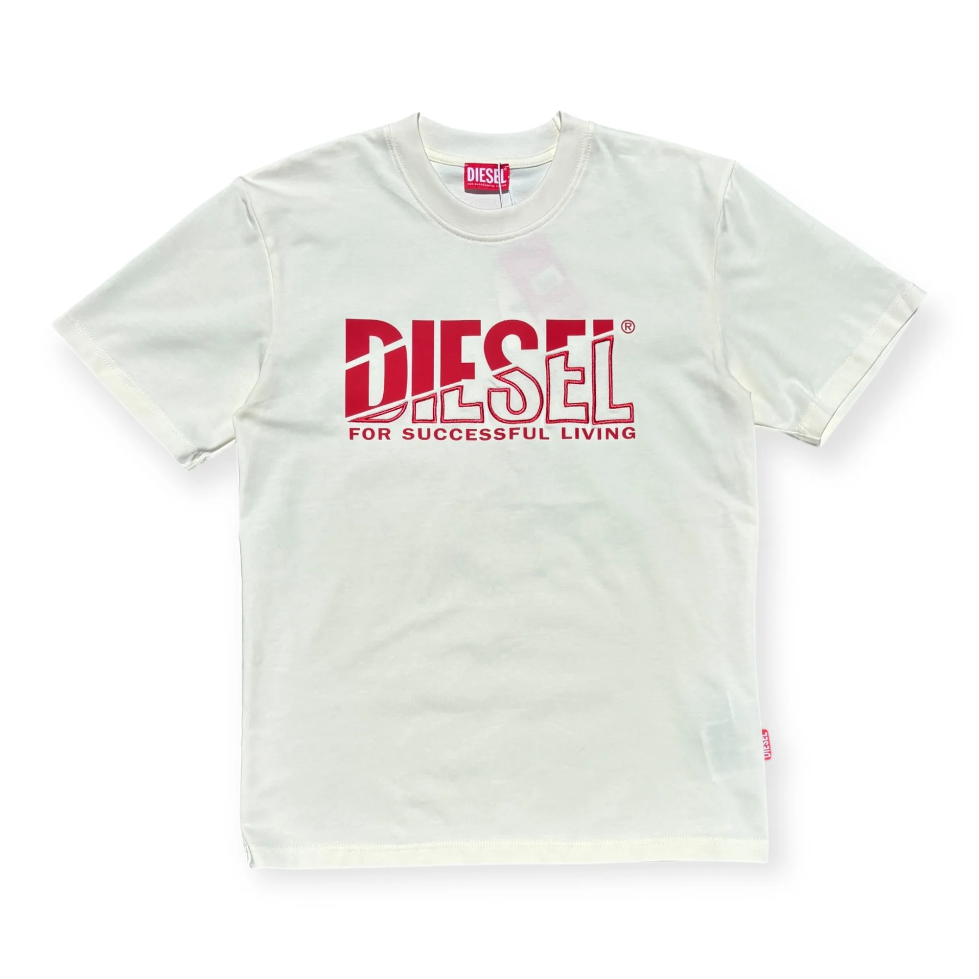 Heritage Echo Cream White Crew Neck T-Shirt - Diesel