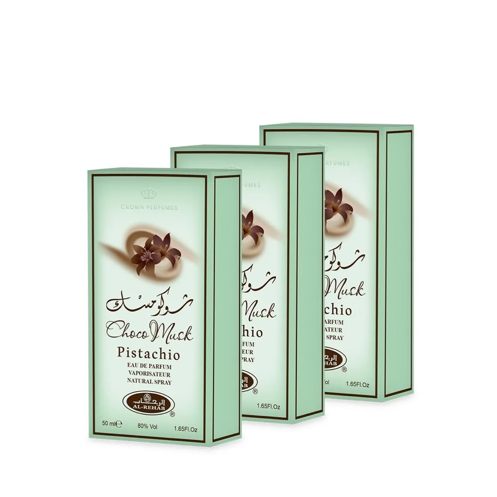 3-Pack Choco Musk Pistachio Eau De Parfum 50ml by Al-Rehab Crown Perfumes