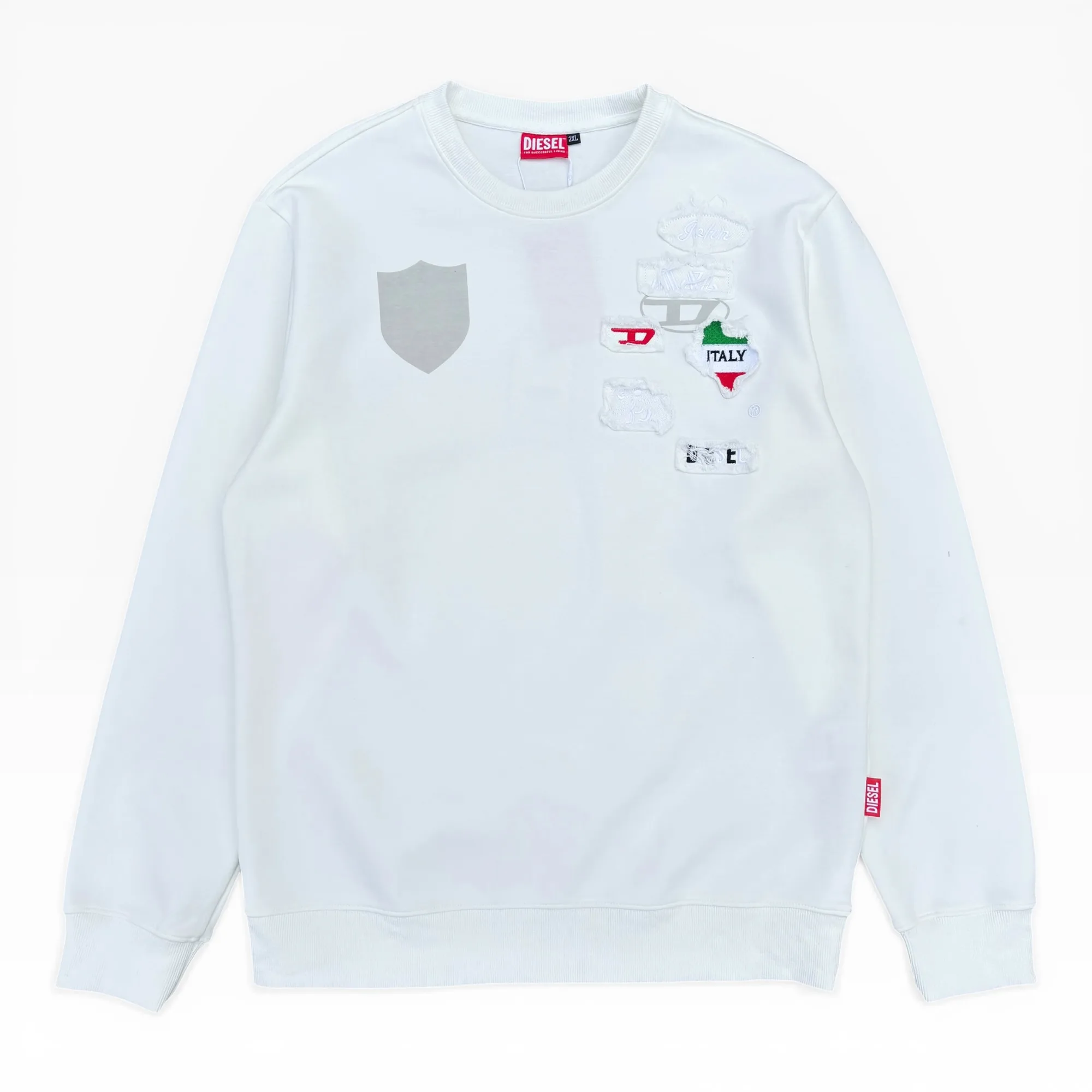 Heritage Collage White Crew Neck Sweatshirt - Diesel
