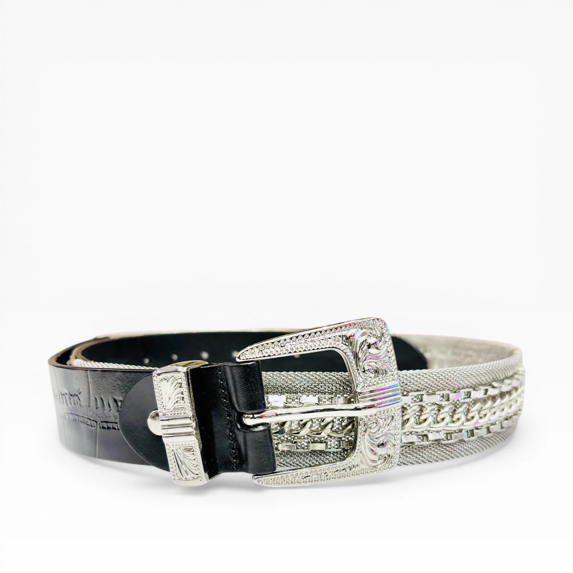 Onyx Engine Black Leather Belt - Nanni