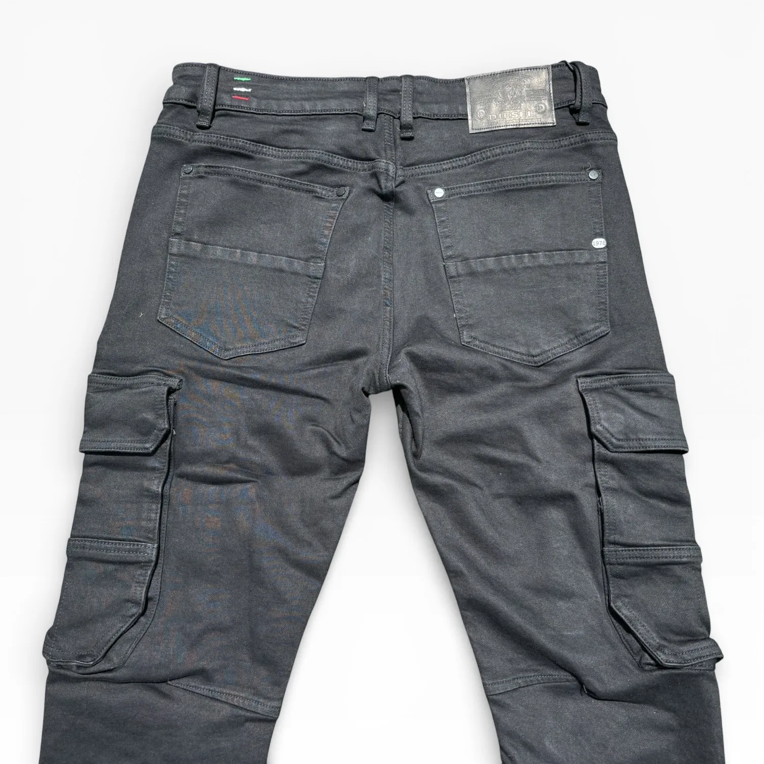 Shadow Ops Black Cargo Slim Denim Jeans - Diesel
