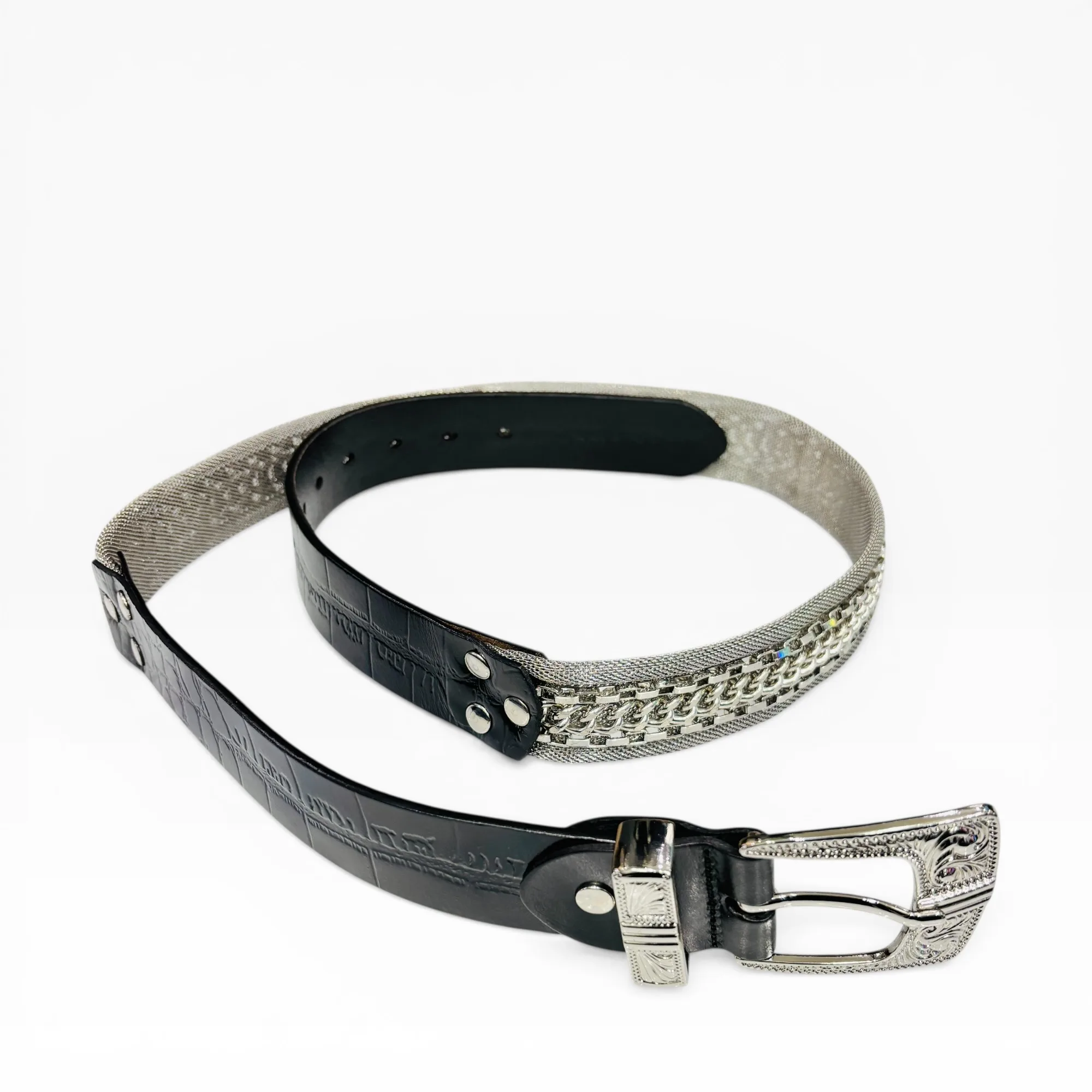 Onyx Engine Black Leather Belt - Nanni