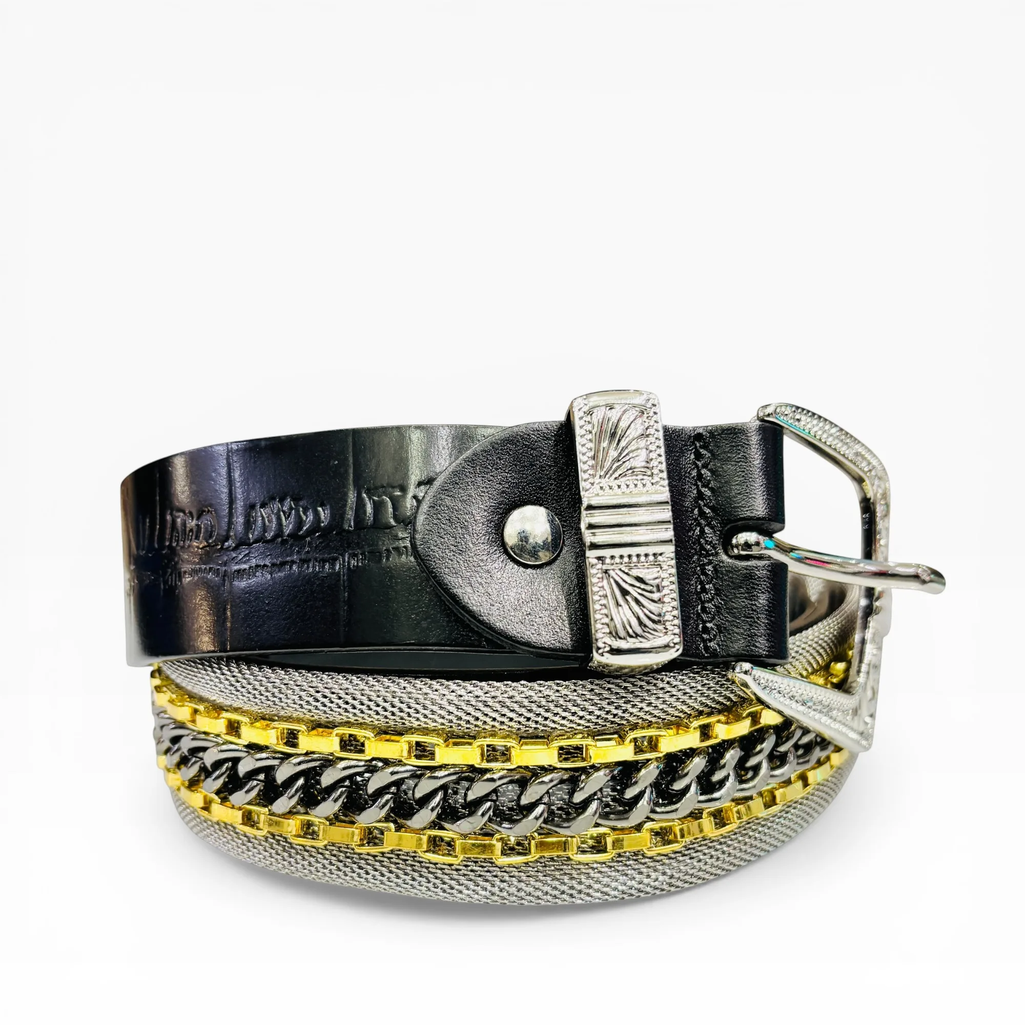 Vulcan Noir Black Leather Belt by Nanni