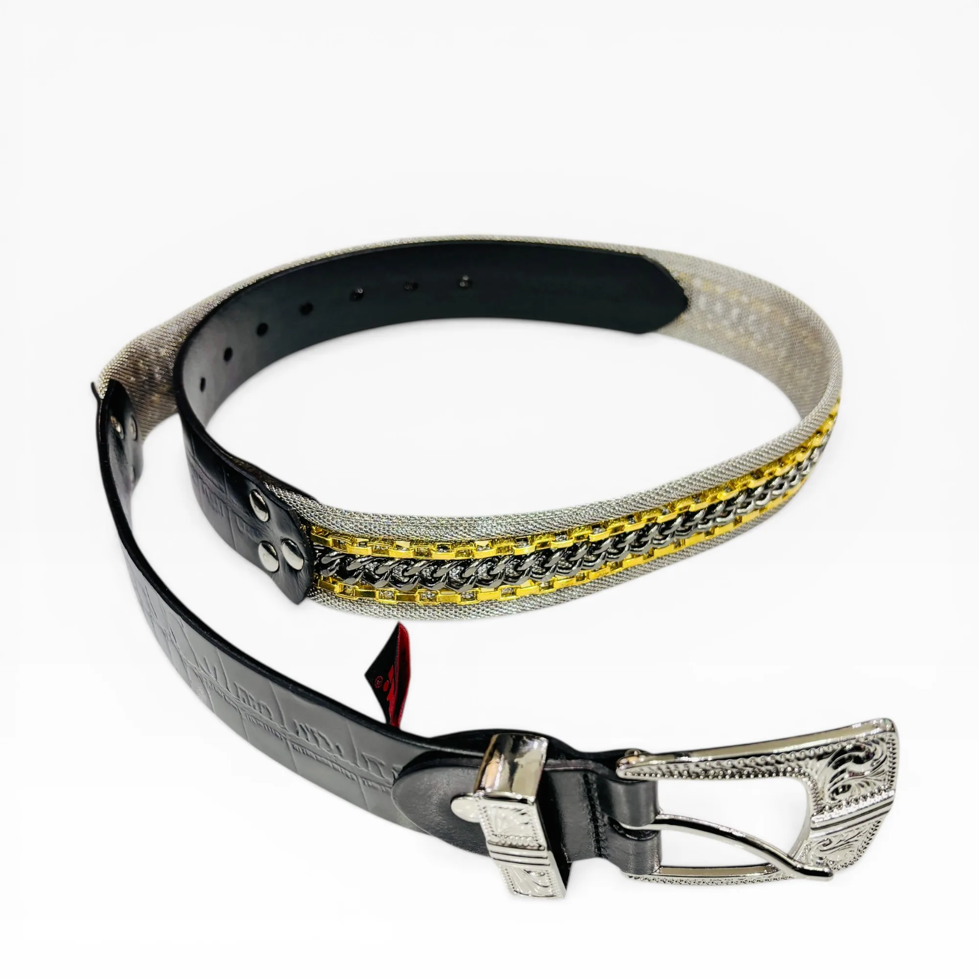 Vulcan Noir Black Leather Belt by Nanni