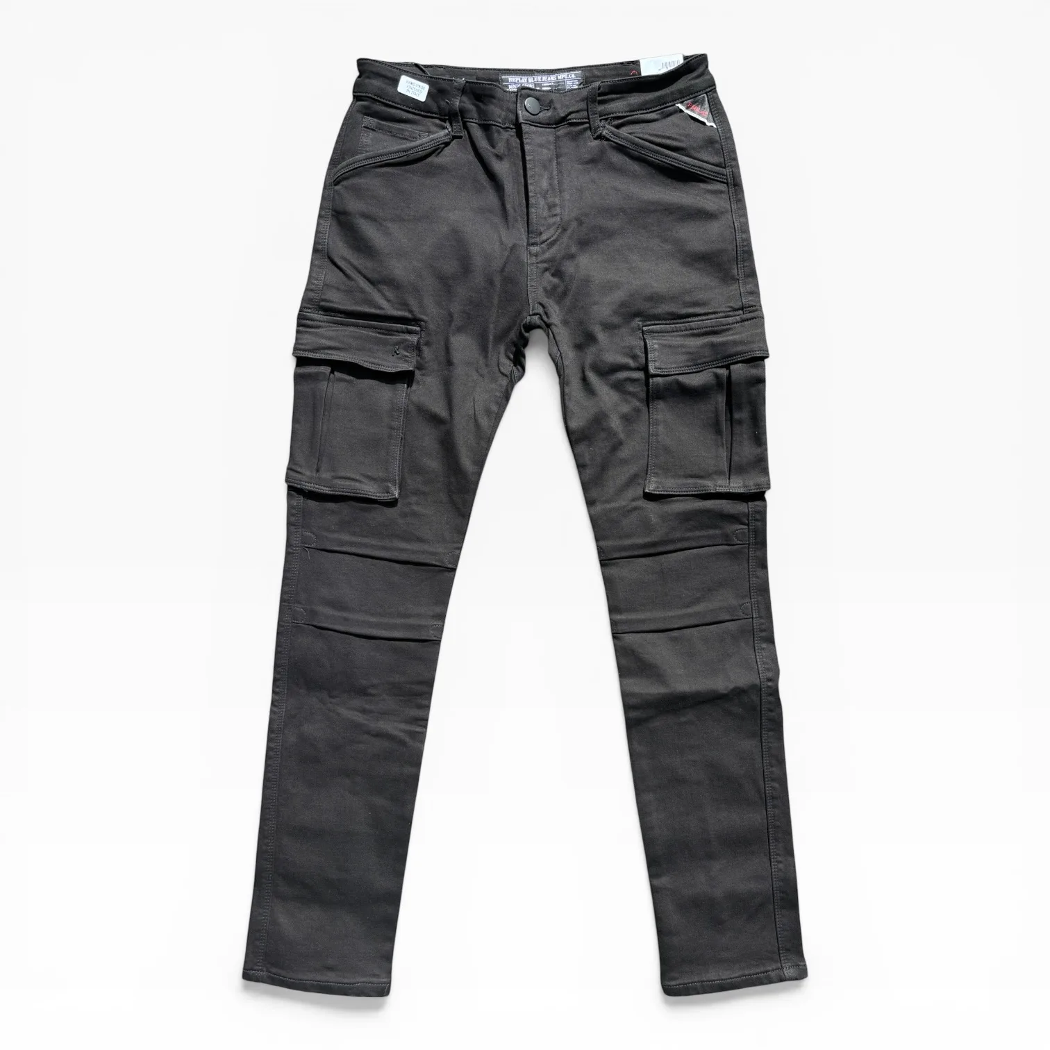 Stealth-Apex Tactical Cargo Black Denim Jeans - Replay