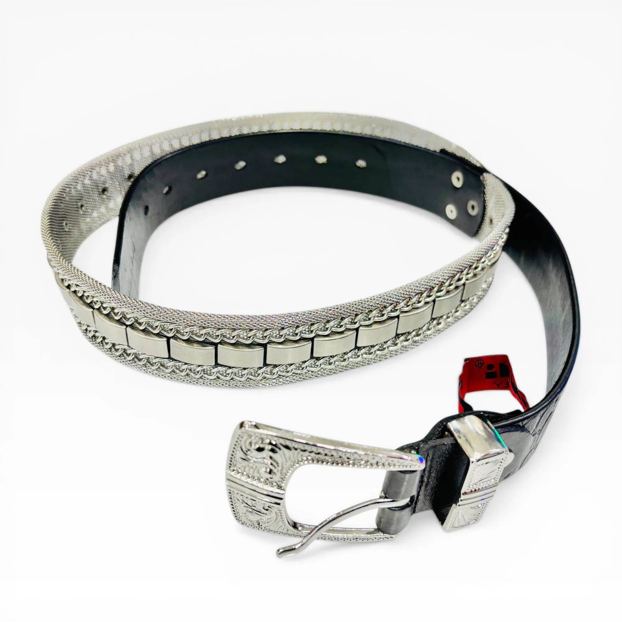 Midnight Matrix Black Leather Belt - Nanni