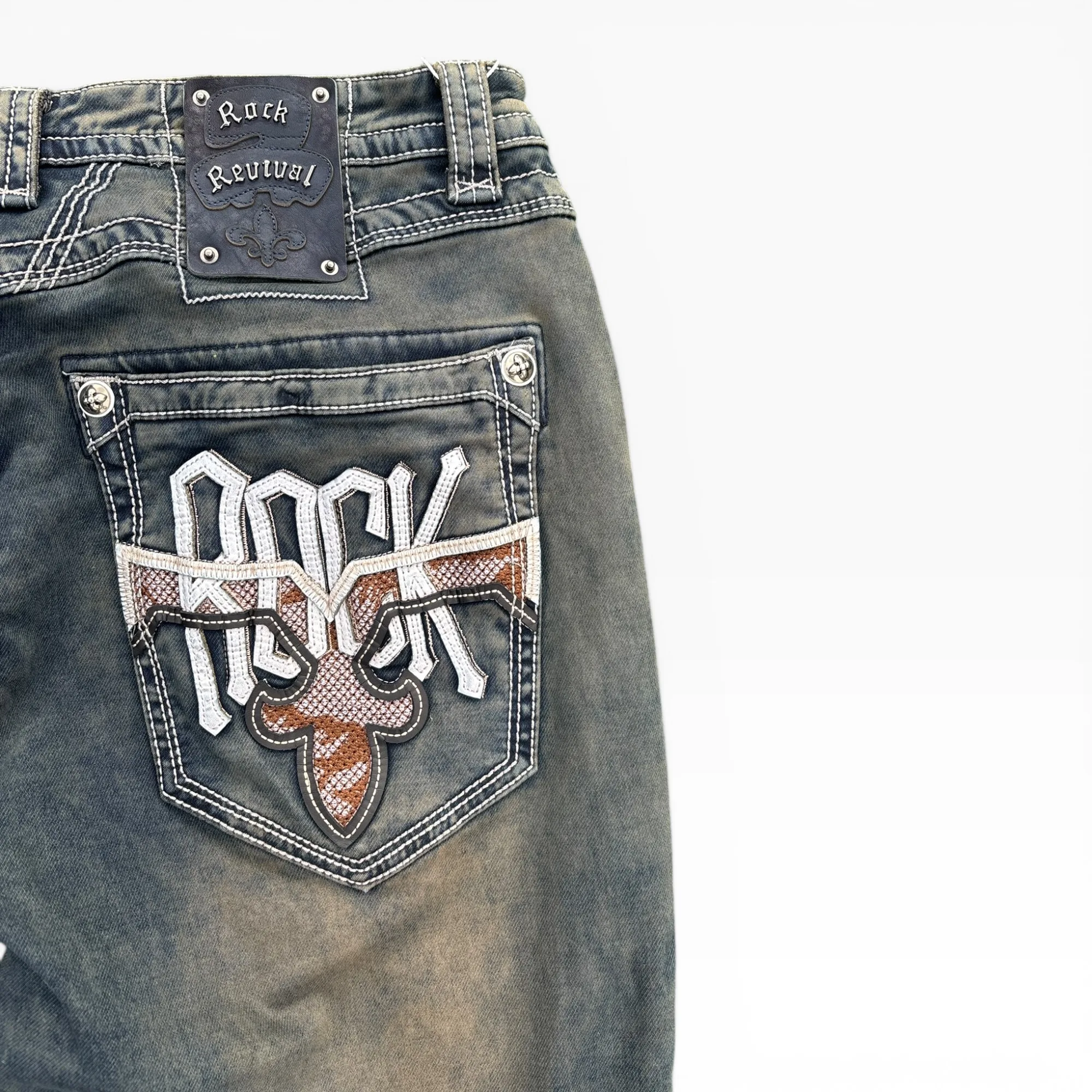 Dust-Bowl Rocker Olive Denim Jeans - Rock Revival