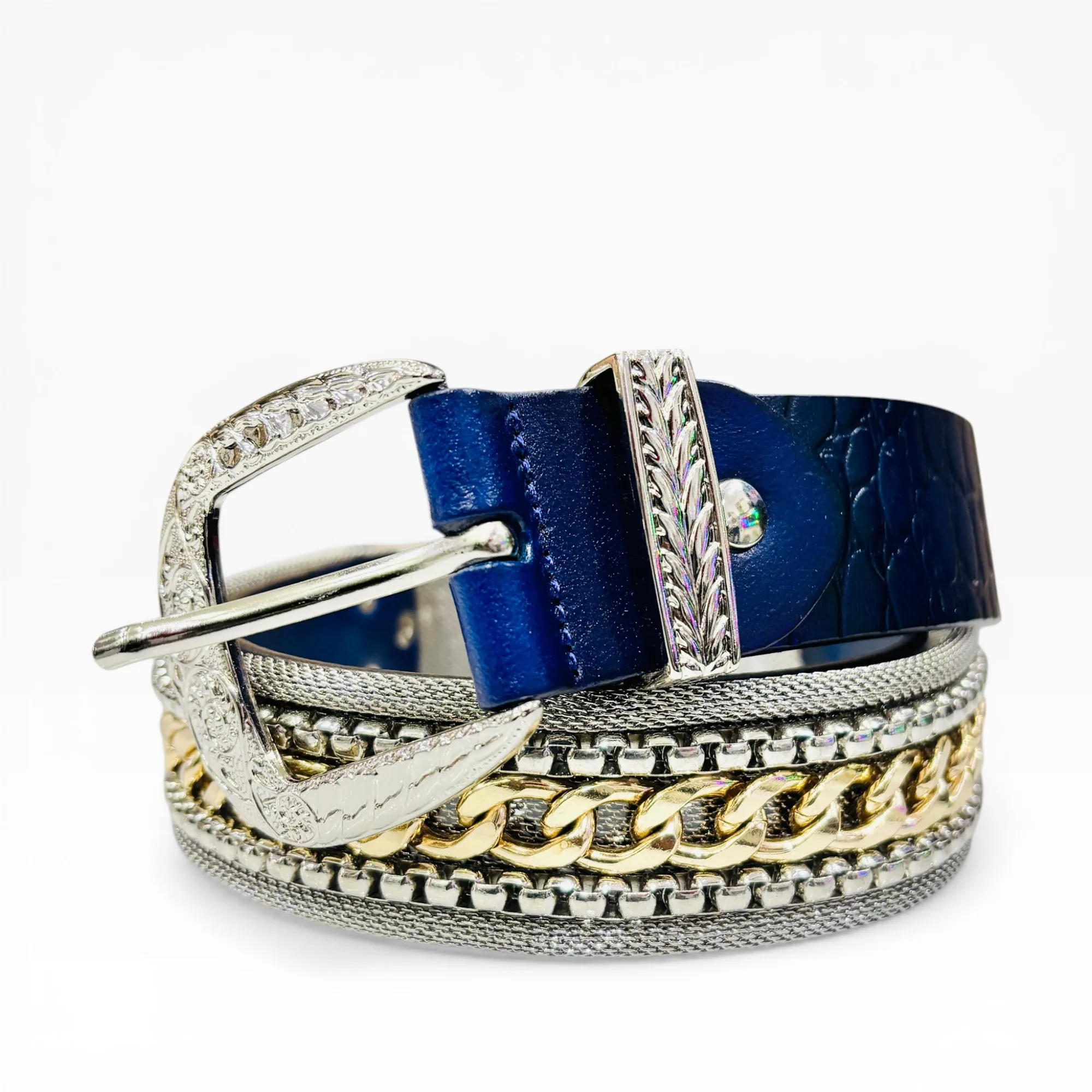 Azure Outlaw Blue Leather Belt - Nanni