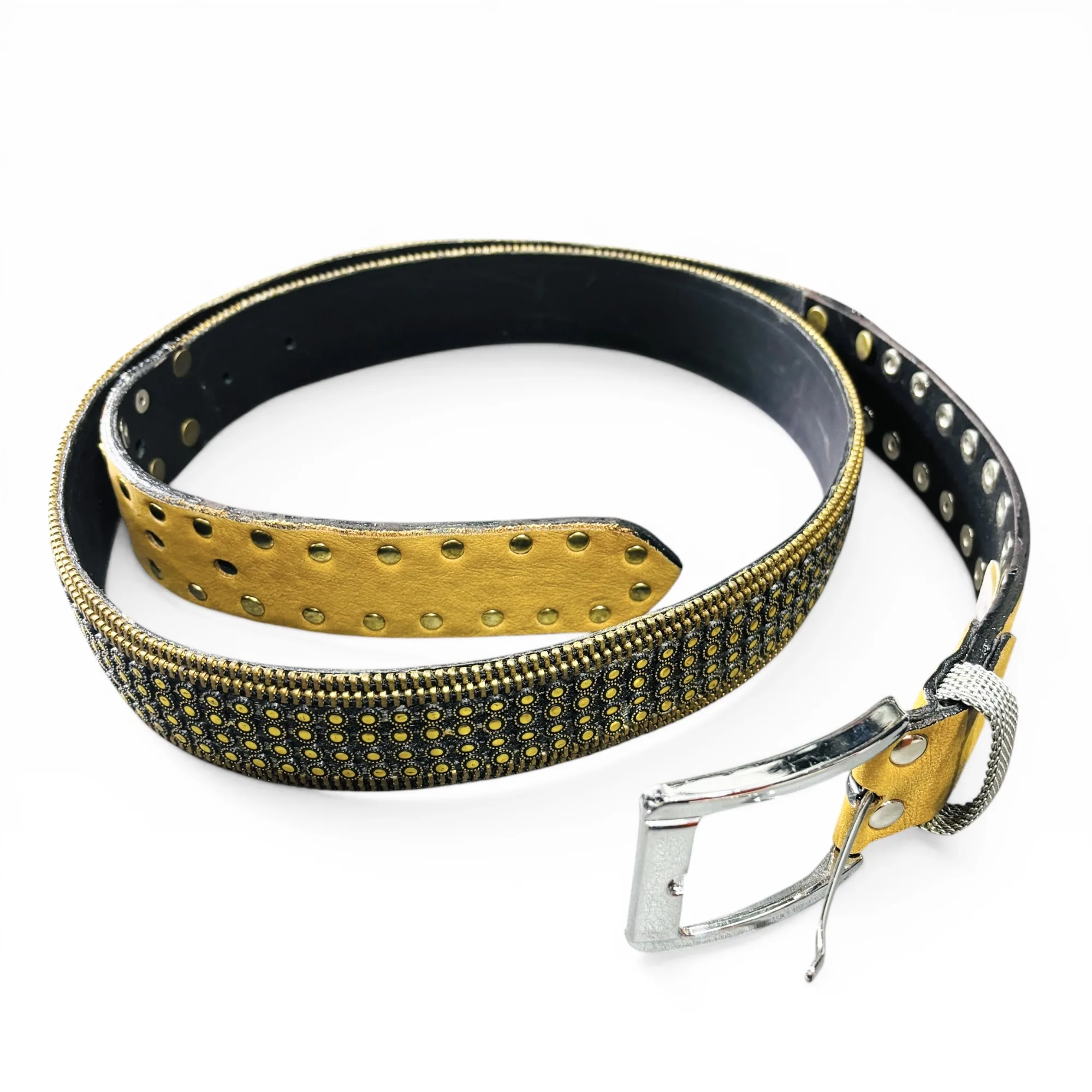 Brass Rivet Runner Leather Belt - Nanni Milano