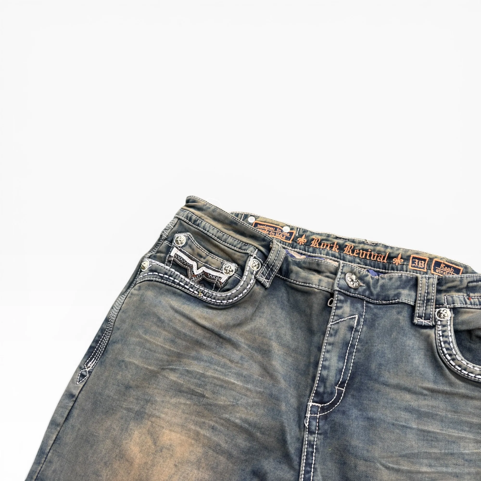 Dust-Bowl Rocker Olive Denim Jeans - Rock Revival