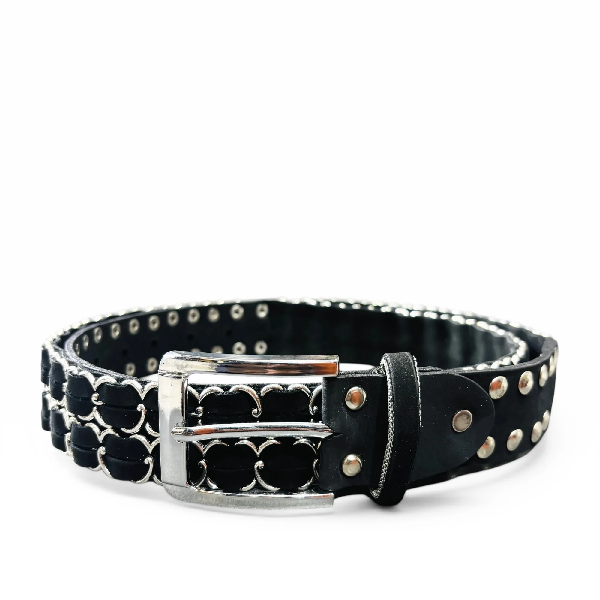 Lunar Aegis Black Leather Belt by Nanni Milano