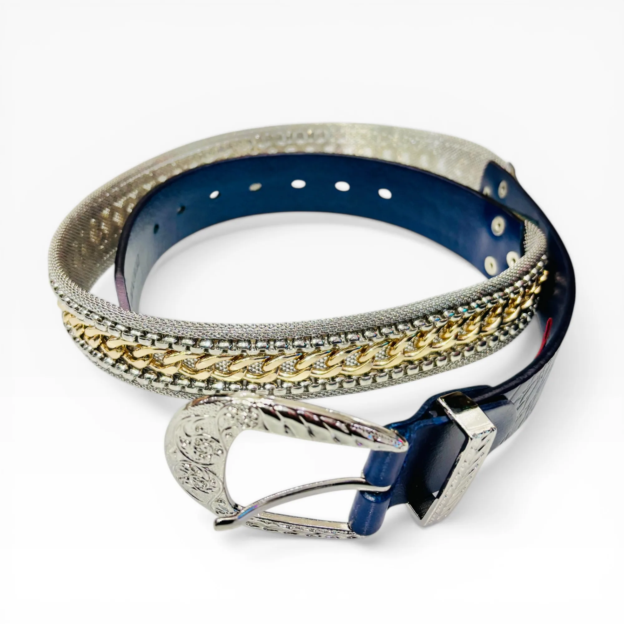 Azure Outlaw Blue Leather Belt - Nanni