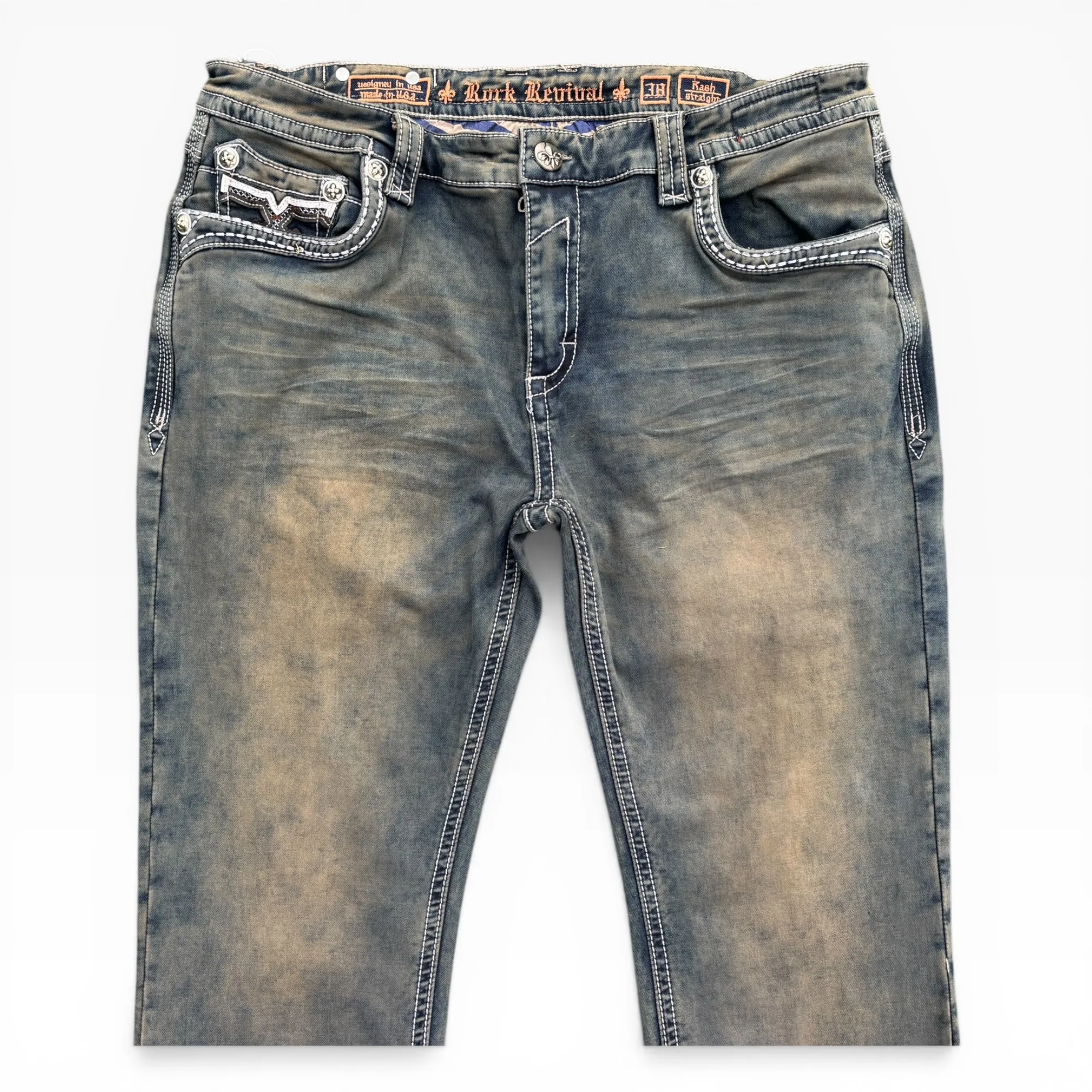 Dust-Bowl Rocker Olive Denim Jeans - Rock Revival