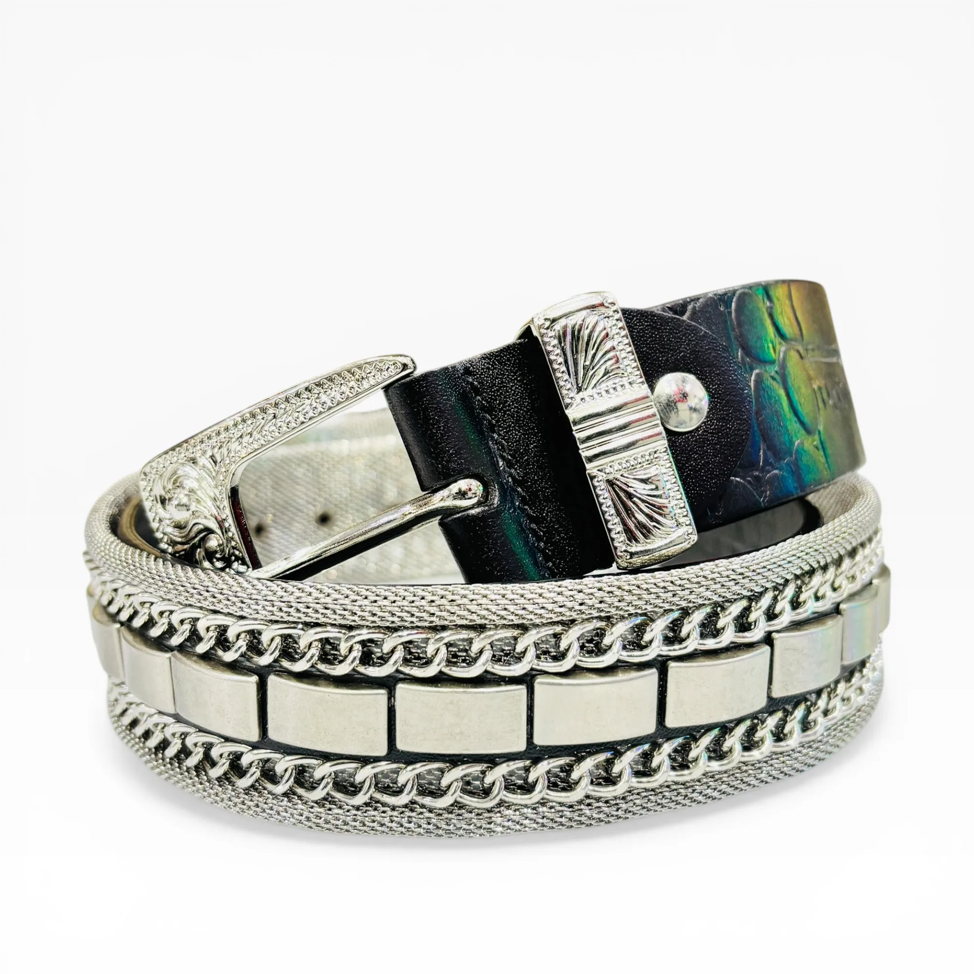 Midnight Matrix Black Leather Belt - Nanni