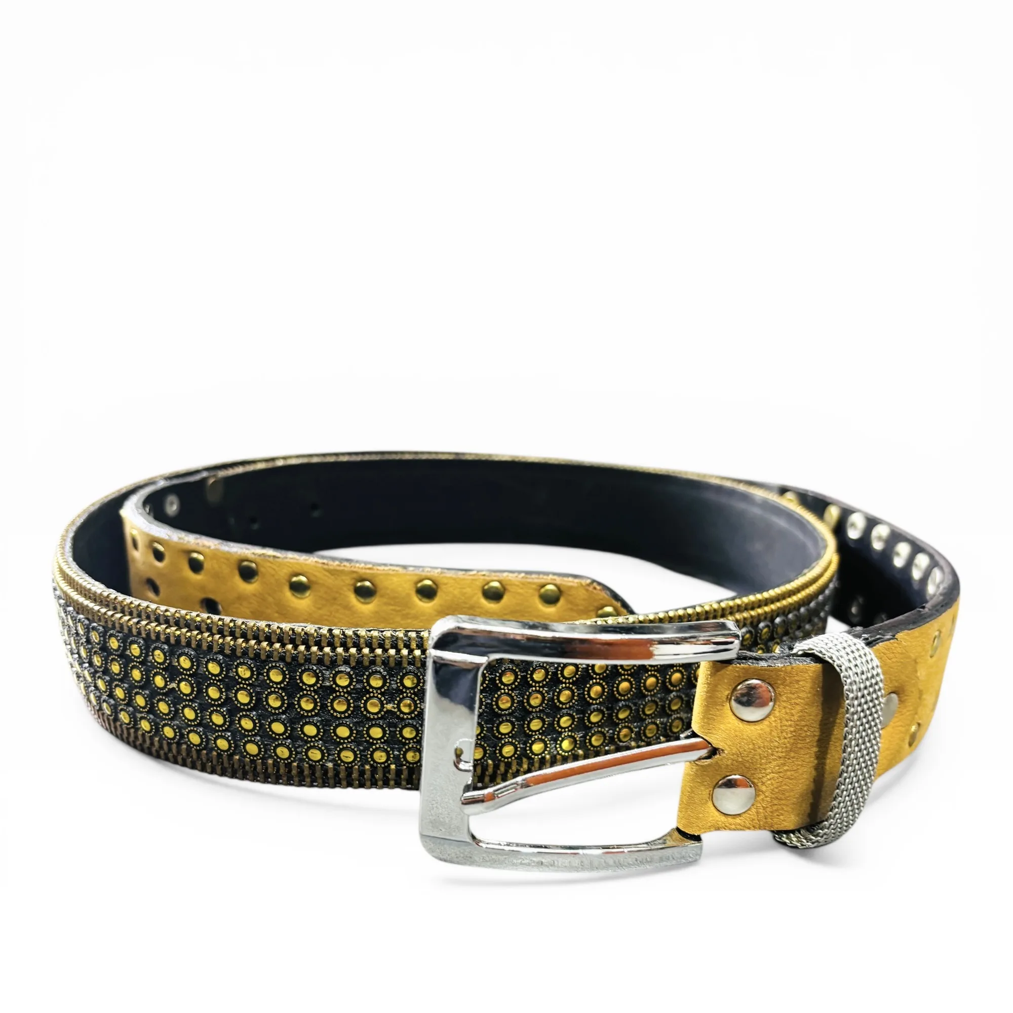 Brass Rivet Runner Leather Belt - Nanni Milano