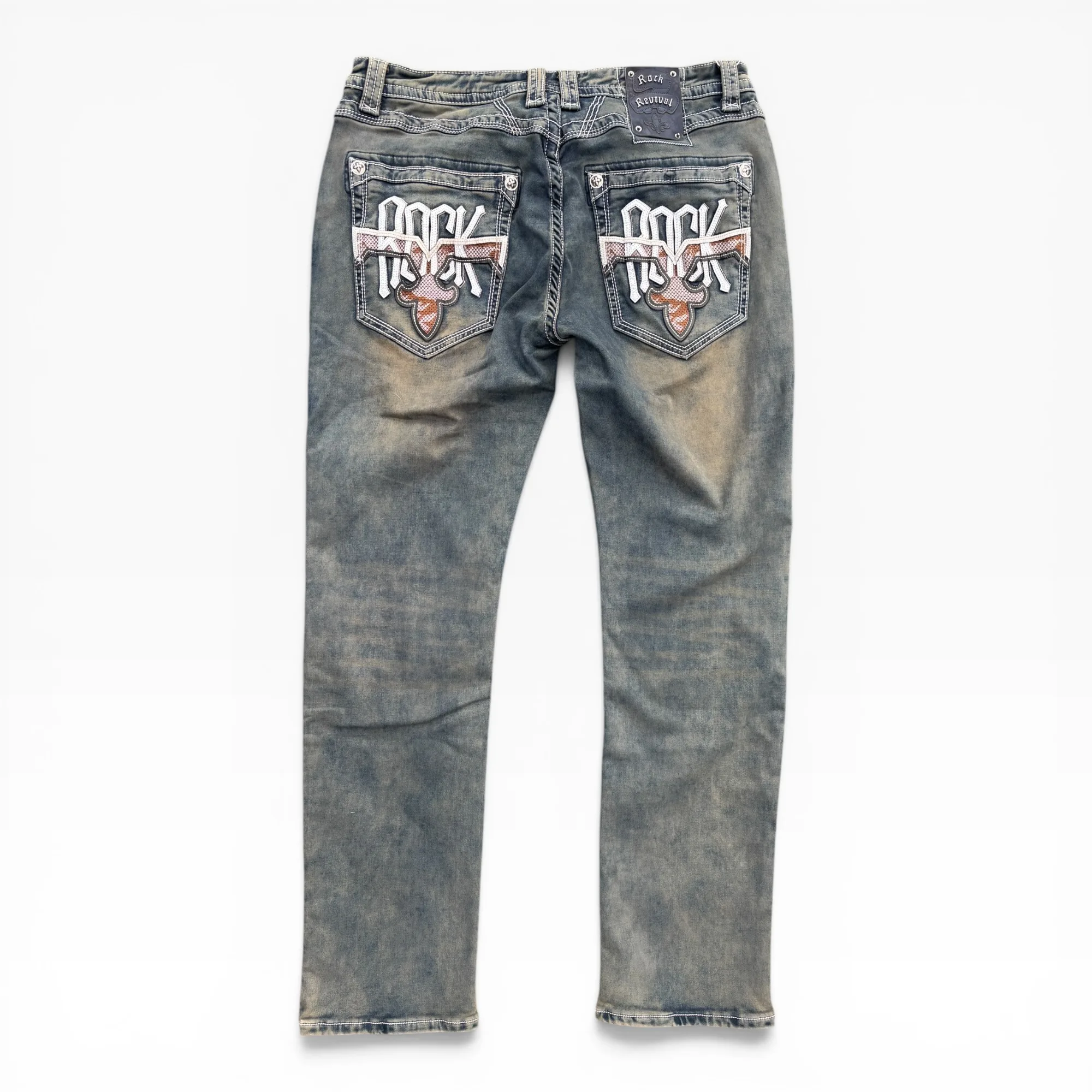 Dust-Bowl Rocker Olive Denim Jeans - Rock Revival