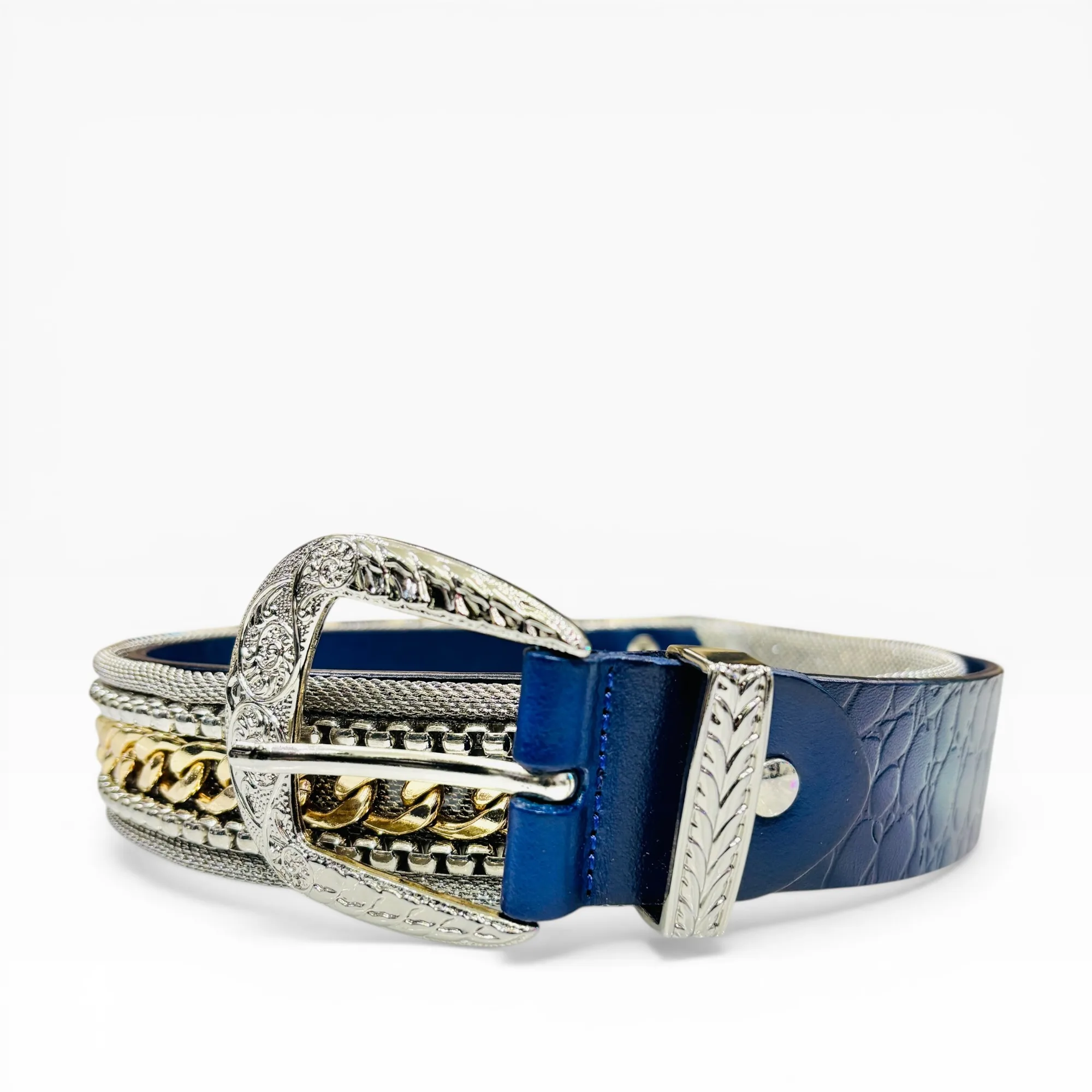 Azure Outlaw Blue Leather Belt - Nanni