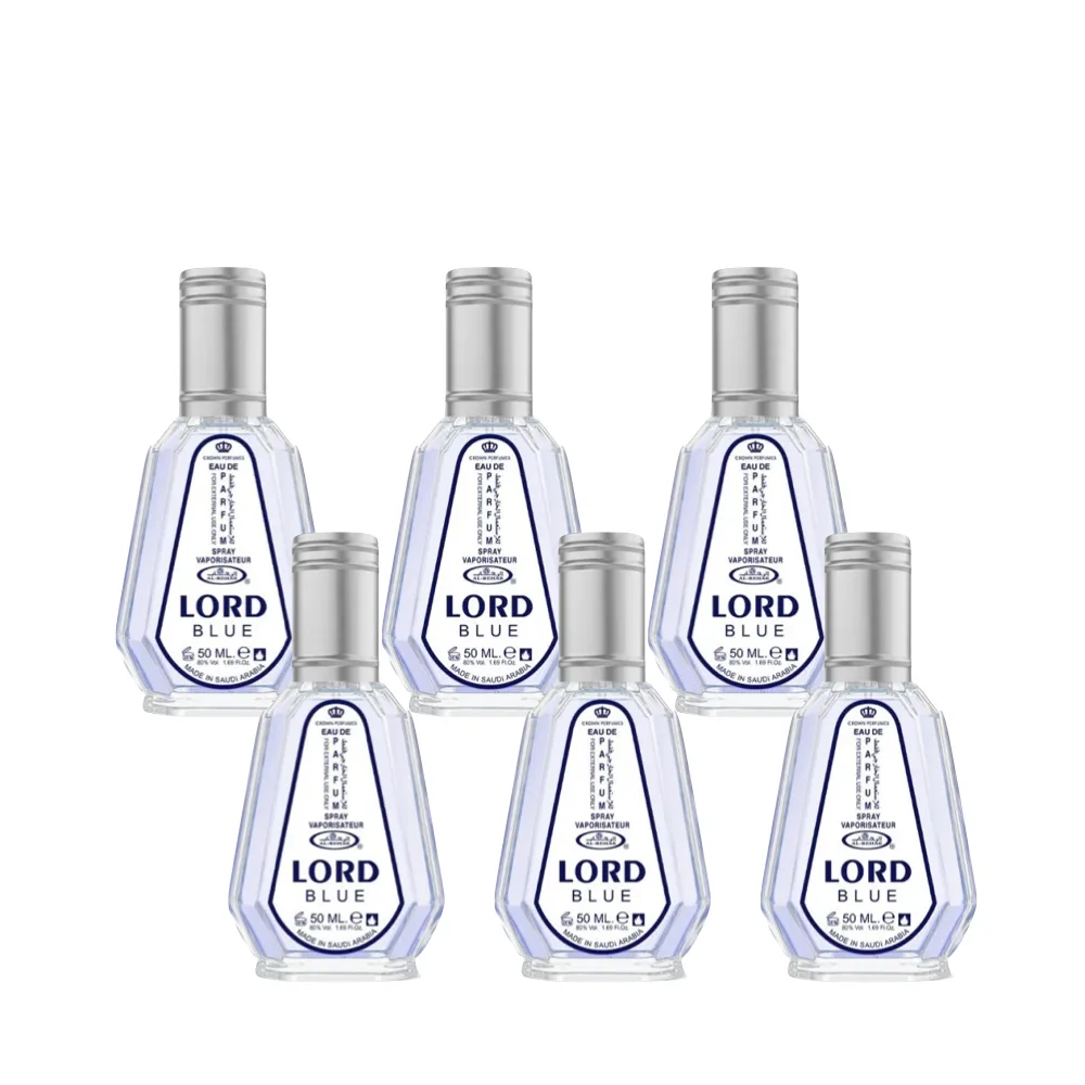 6-Pack Lord Blue Eau De Parfum 50ml by Al-Rehab Crown Perfumes - Arabic Dubai Perfumes