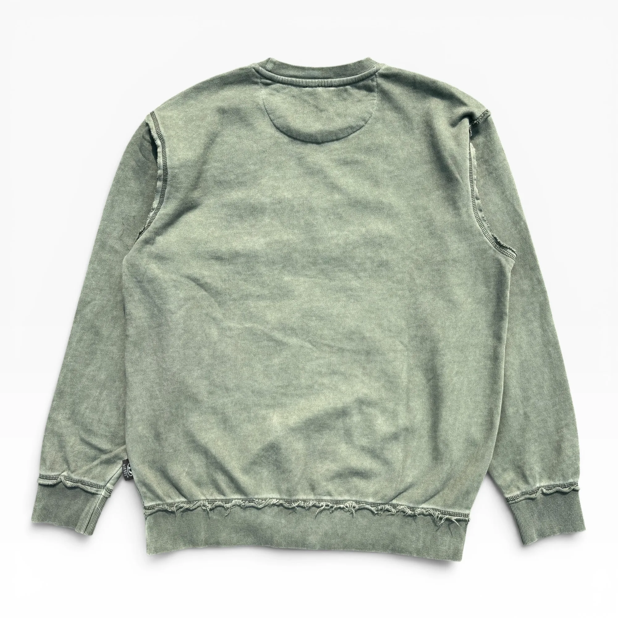 Diesel Oxidized Relic Deconstructed Olive Crew Neck Sweatshirt