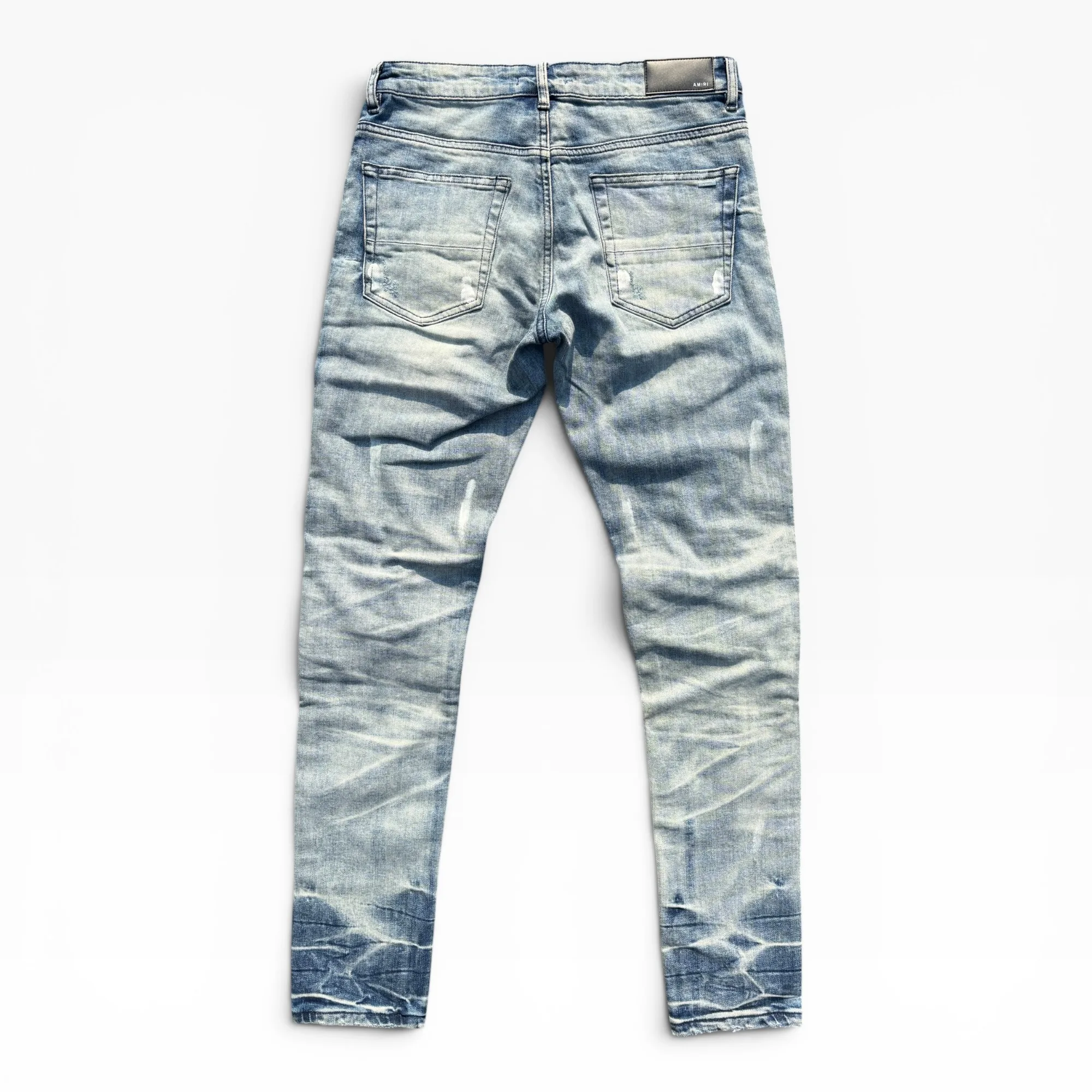 Renegade Studded Biker Blue Denim Jeans by Amiri