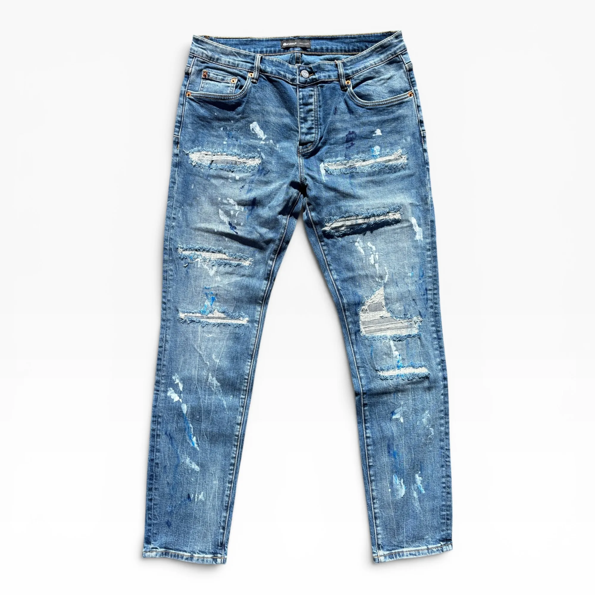 Cobalt Glacier Repair Slim Denim Jeans by Purple Brand