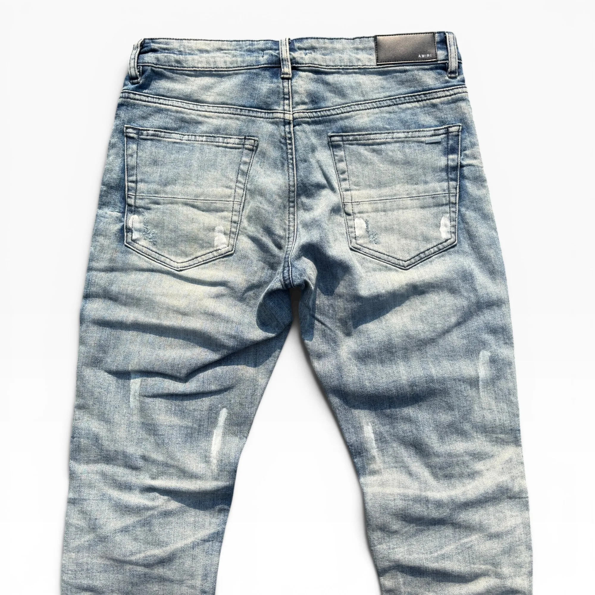 Renegade Studded Biker Blue Denim Jeans by Amiri