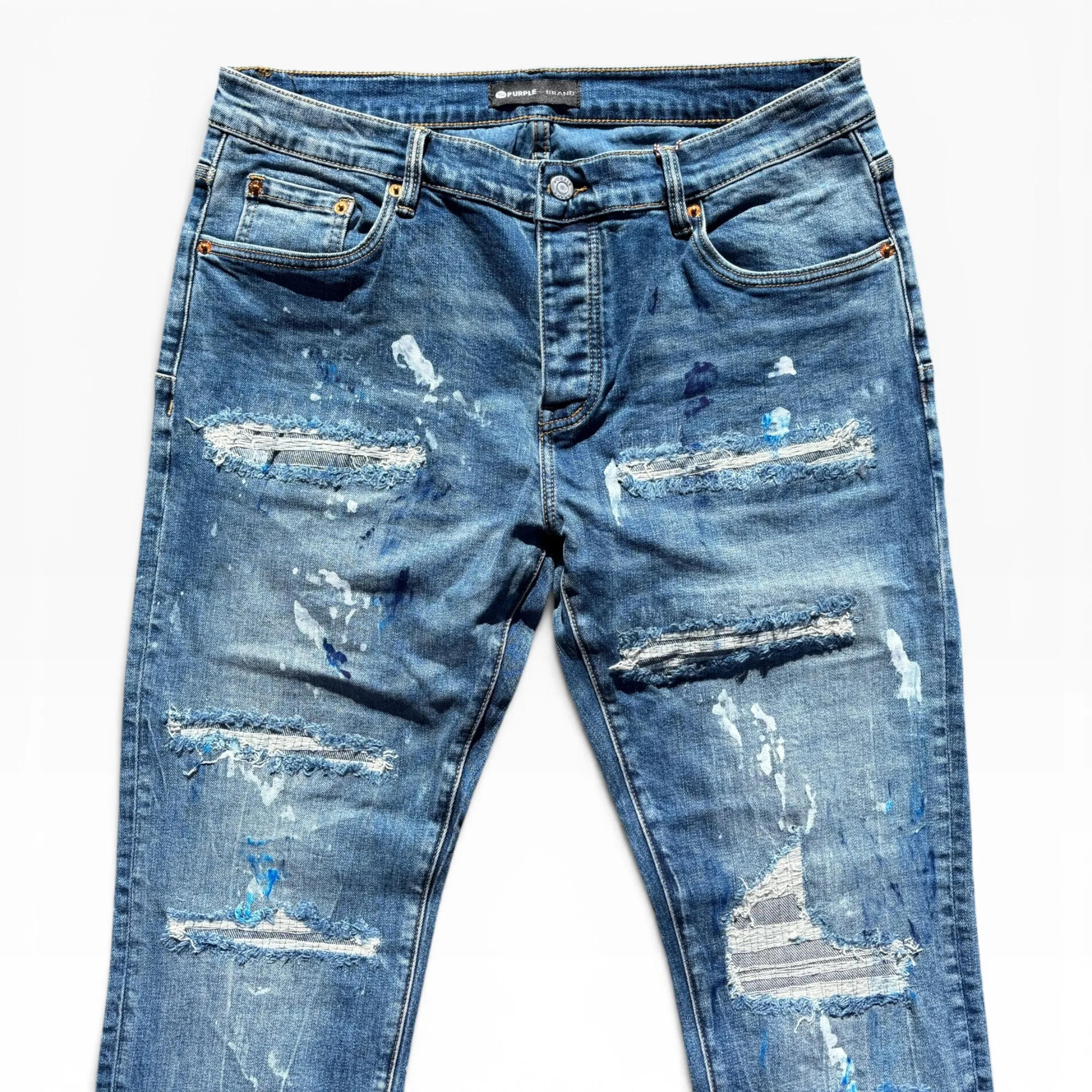Cobalt Glacier Repair Slim Denim Jeans by Purple Brand