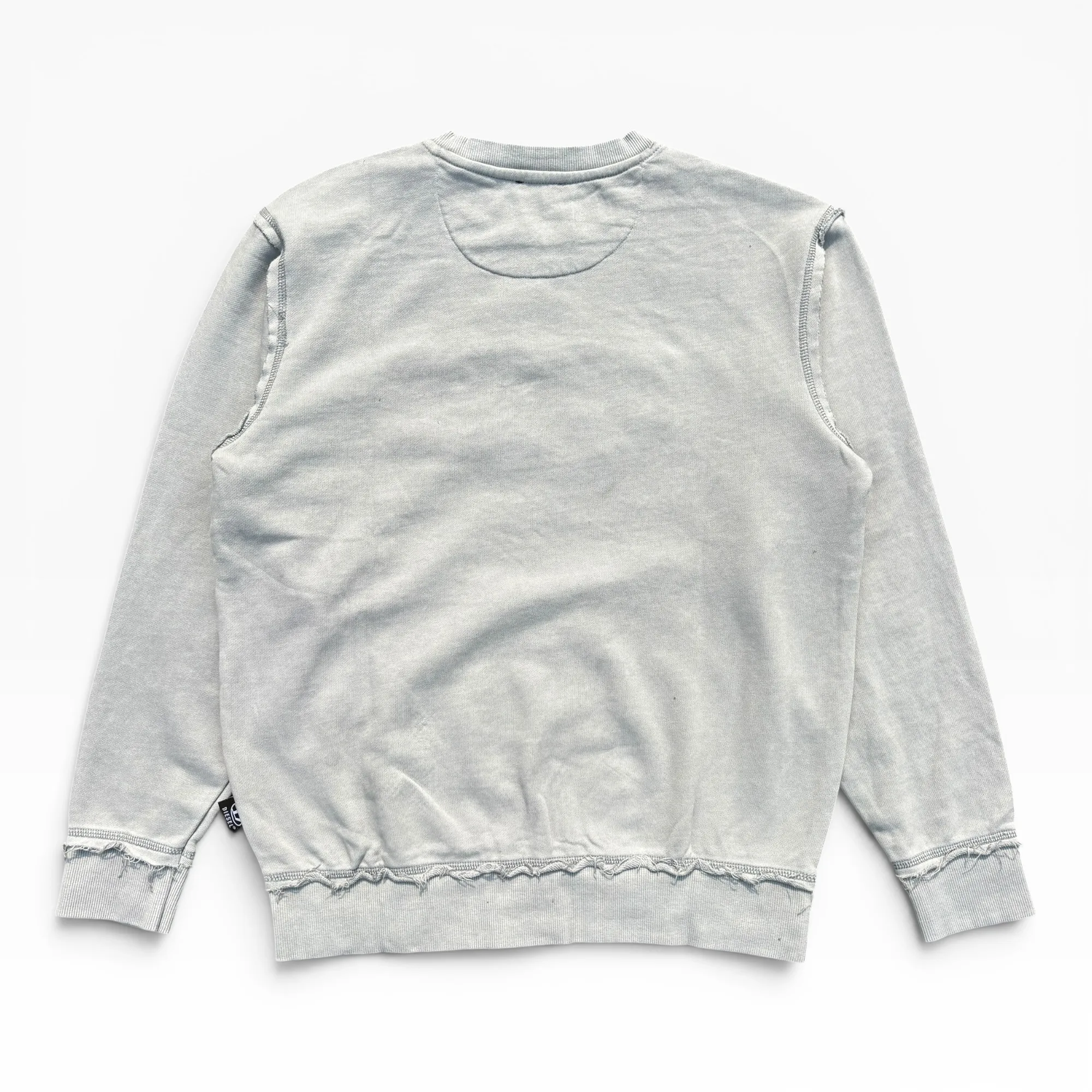 Marble-Ash Raw Deconstructed Ice-Grey Neck Sweatshirt - Diesel