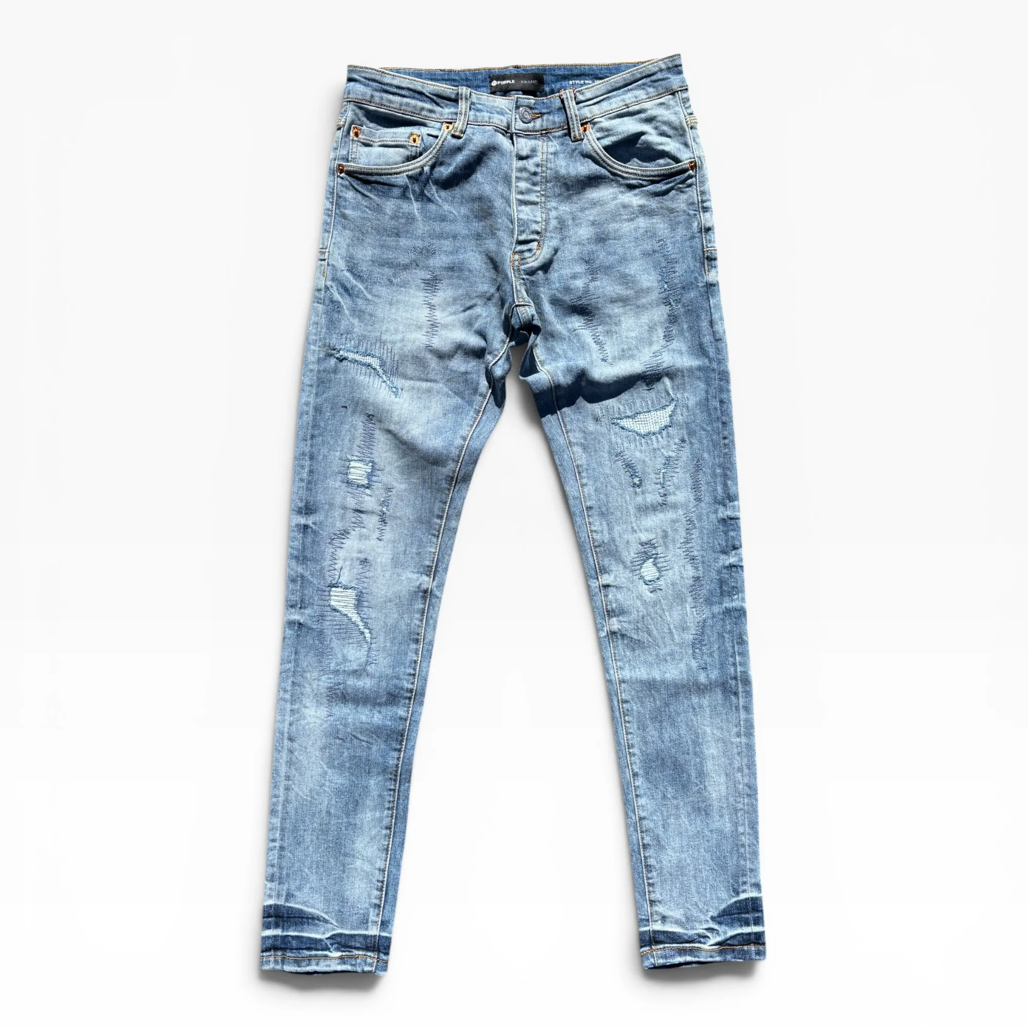 Cobalt Darning Blue Slim Denim Jeans by Purple Brand