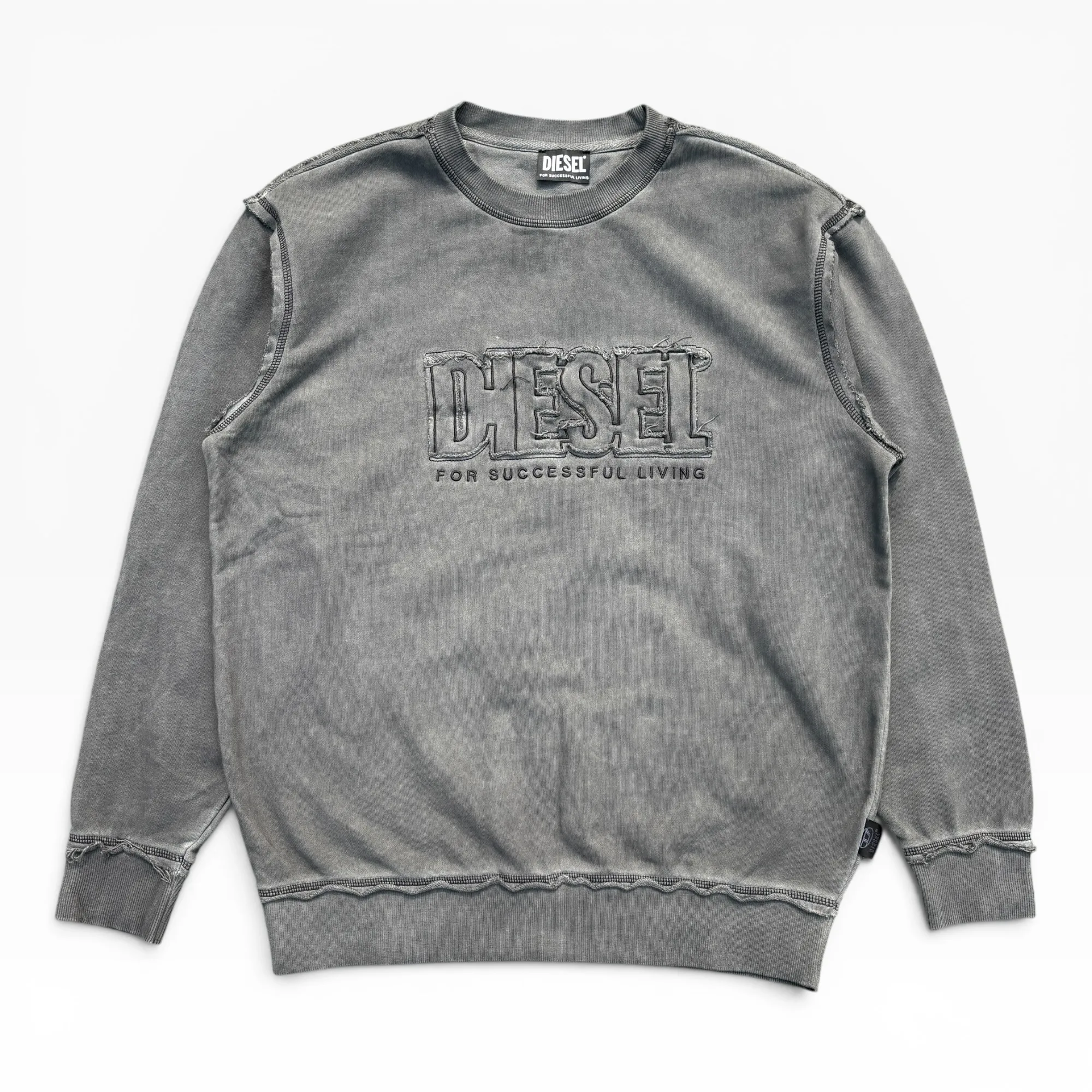 Iron-Core Deconstructed Grey Crew Neck Sweatshirt - Diesel