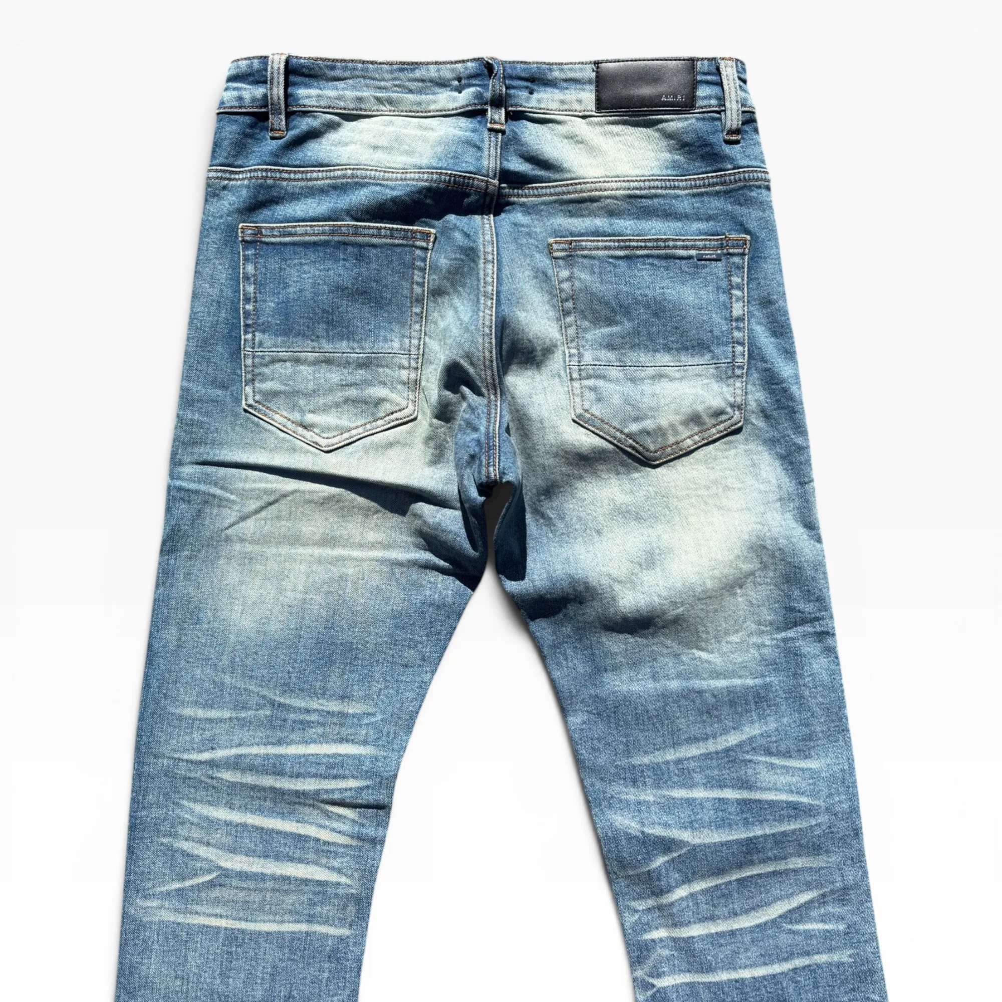 Cyan Scorched Earth Blue Denim Jeans by Amiri