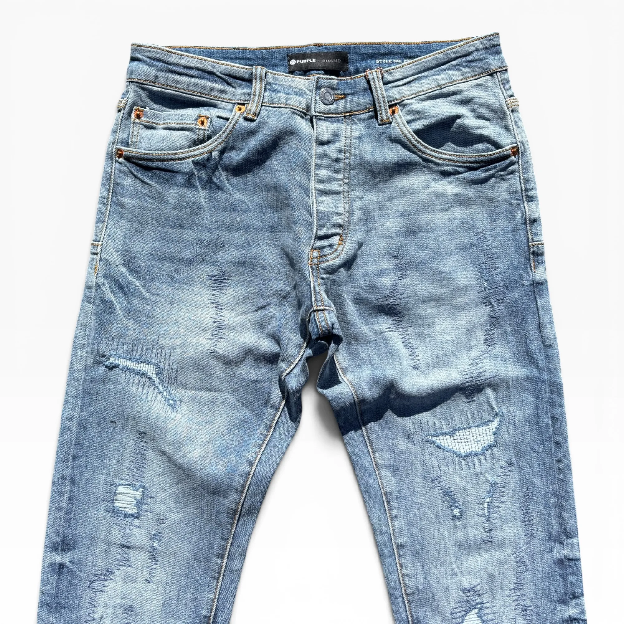 Cobalt Darning Blue Slim Denim Jeans by Purple Brand