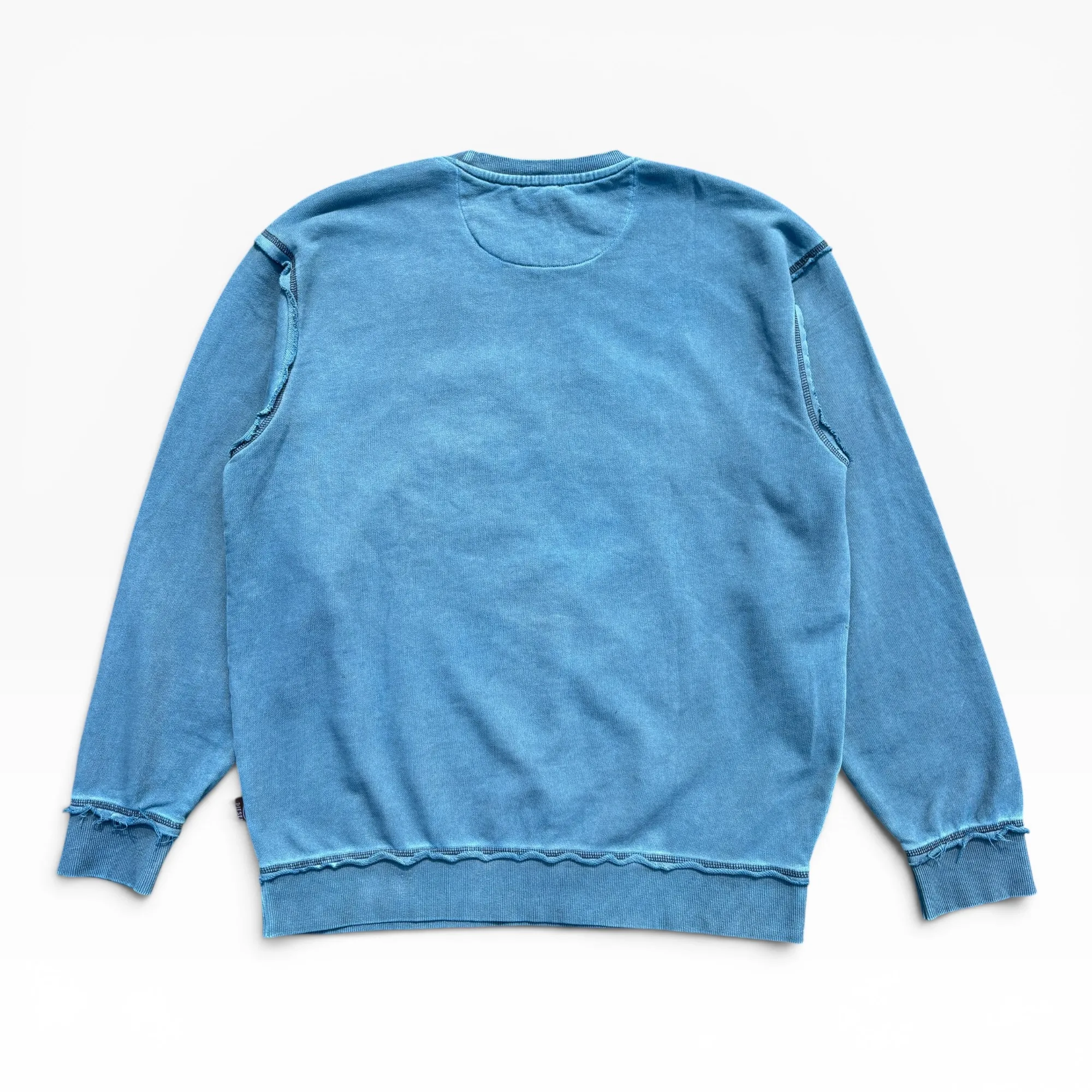 Cerulean Drift Deconstructed Blue Crew Neck Sweatshirt - Diesel