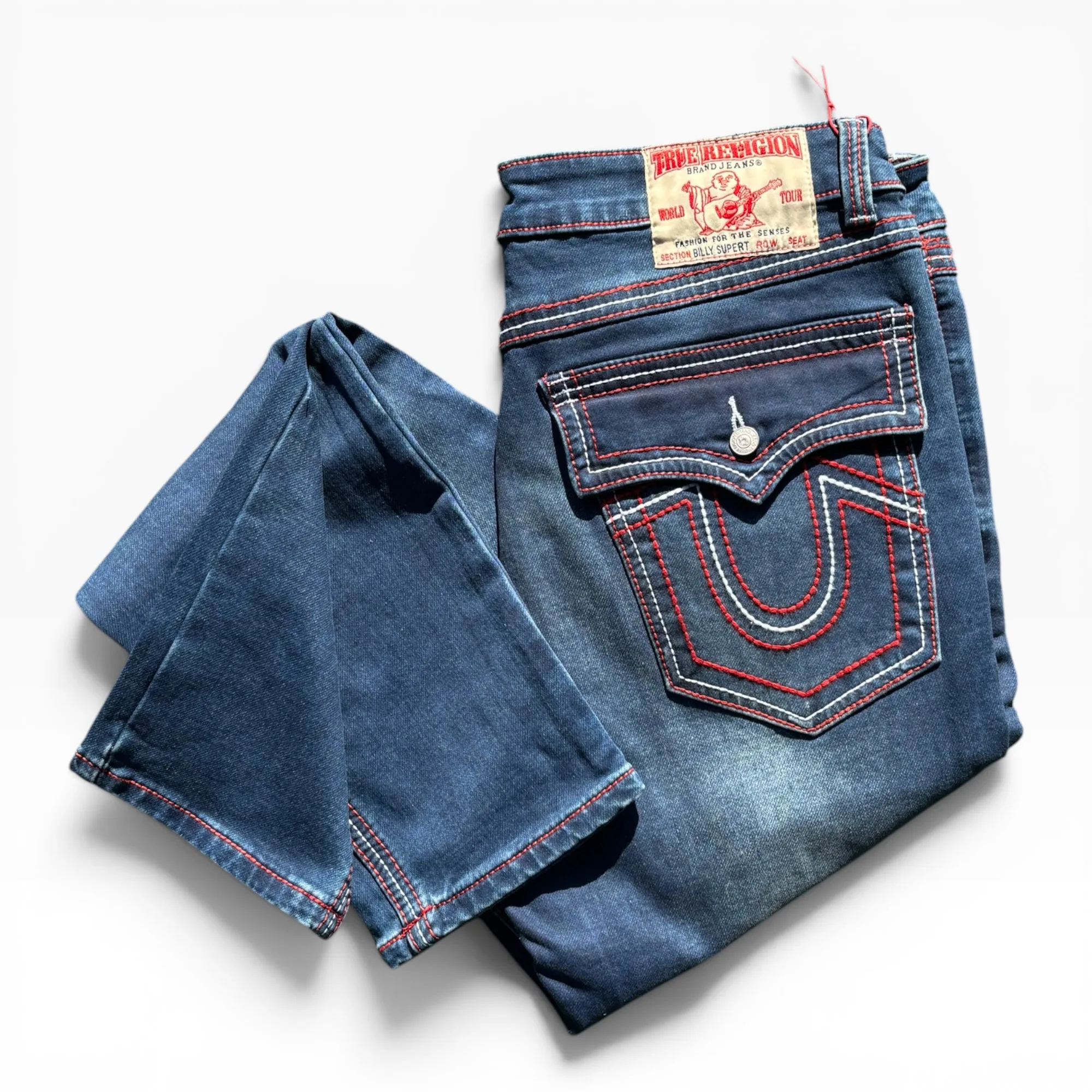 Midnight Scarlet Super T Blue Denim Jeans - True Religion
