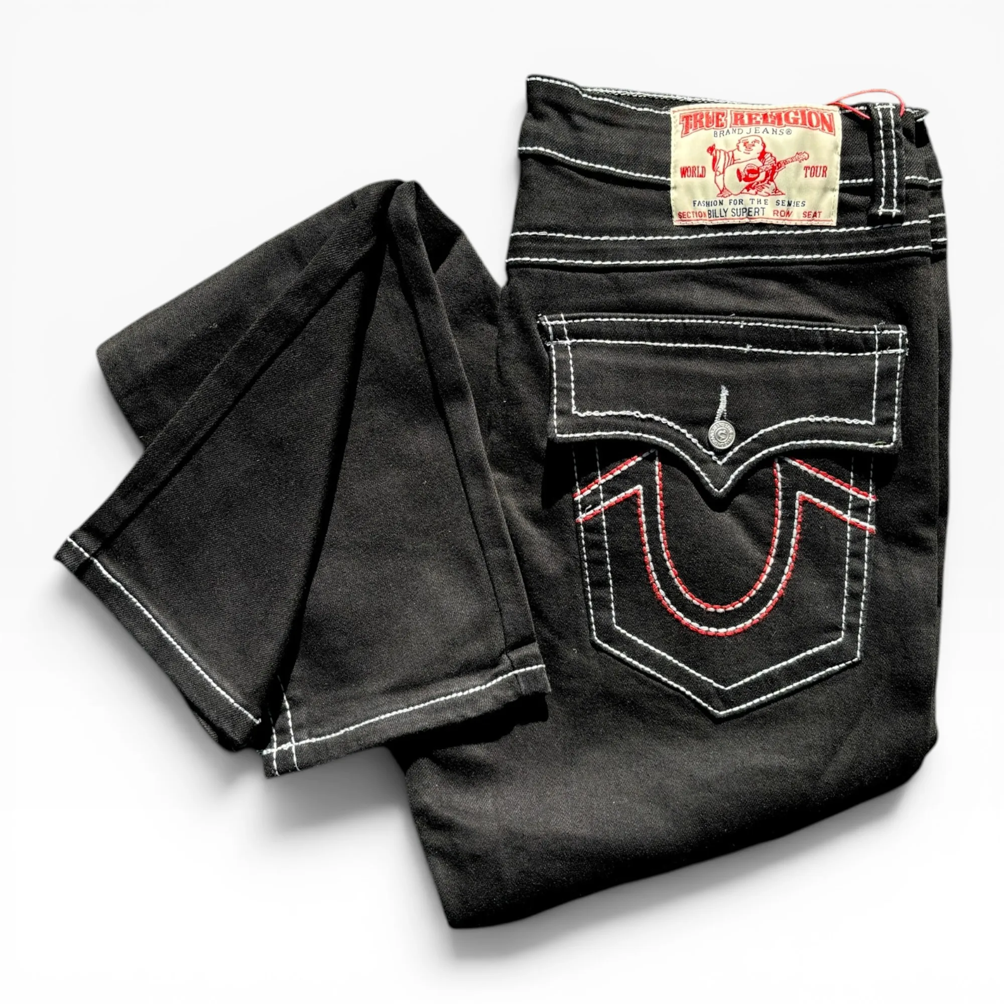 Blackout Straight Super T Black Denim Jeans - True Religion