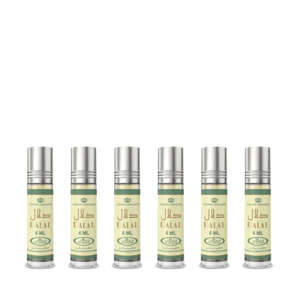 6-Pack Dalal Concentrated Oil Perfume 6ml by Al-Rehab Crown Perfumes