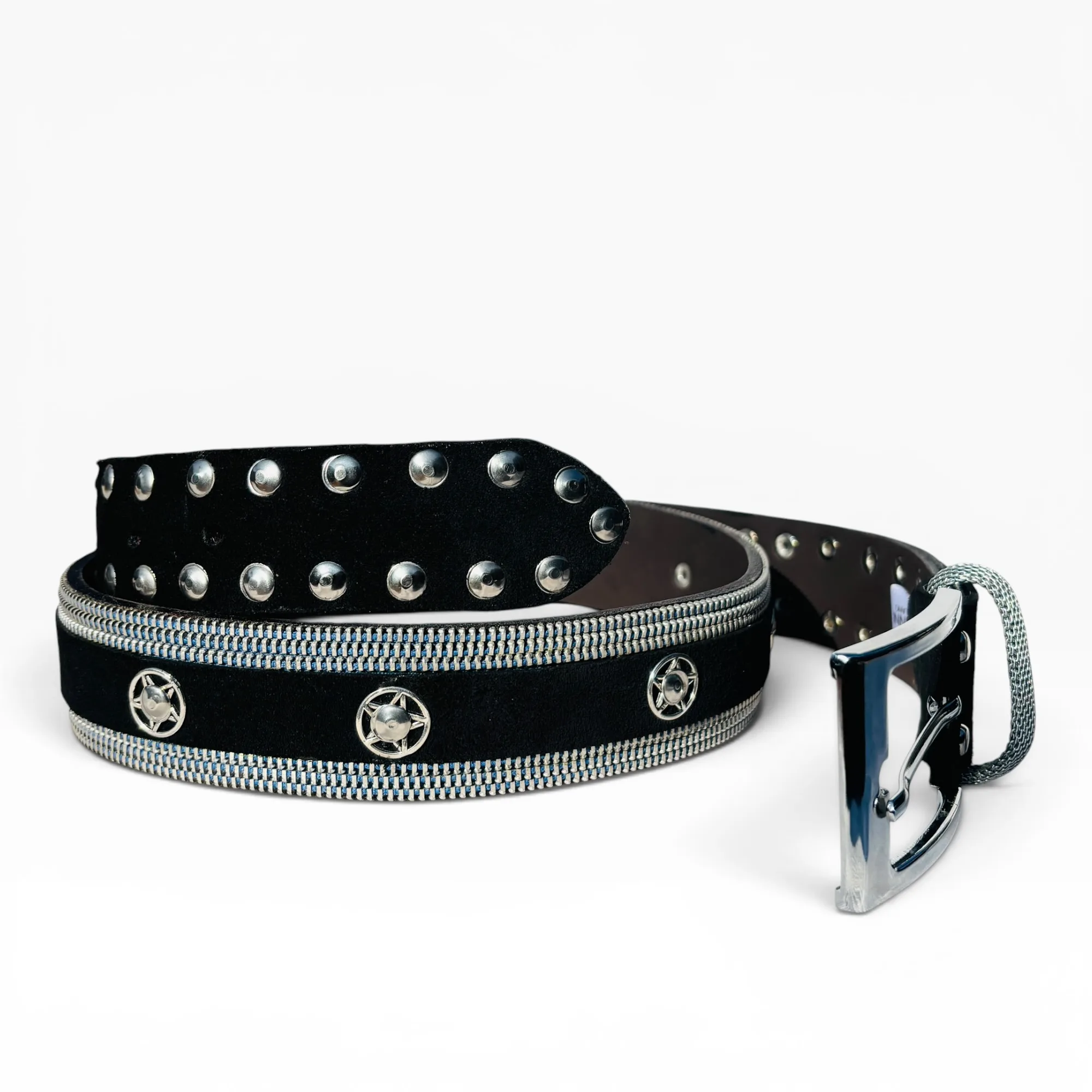 Astral Zip Strap Black Leather Belt by Nanni Milano